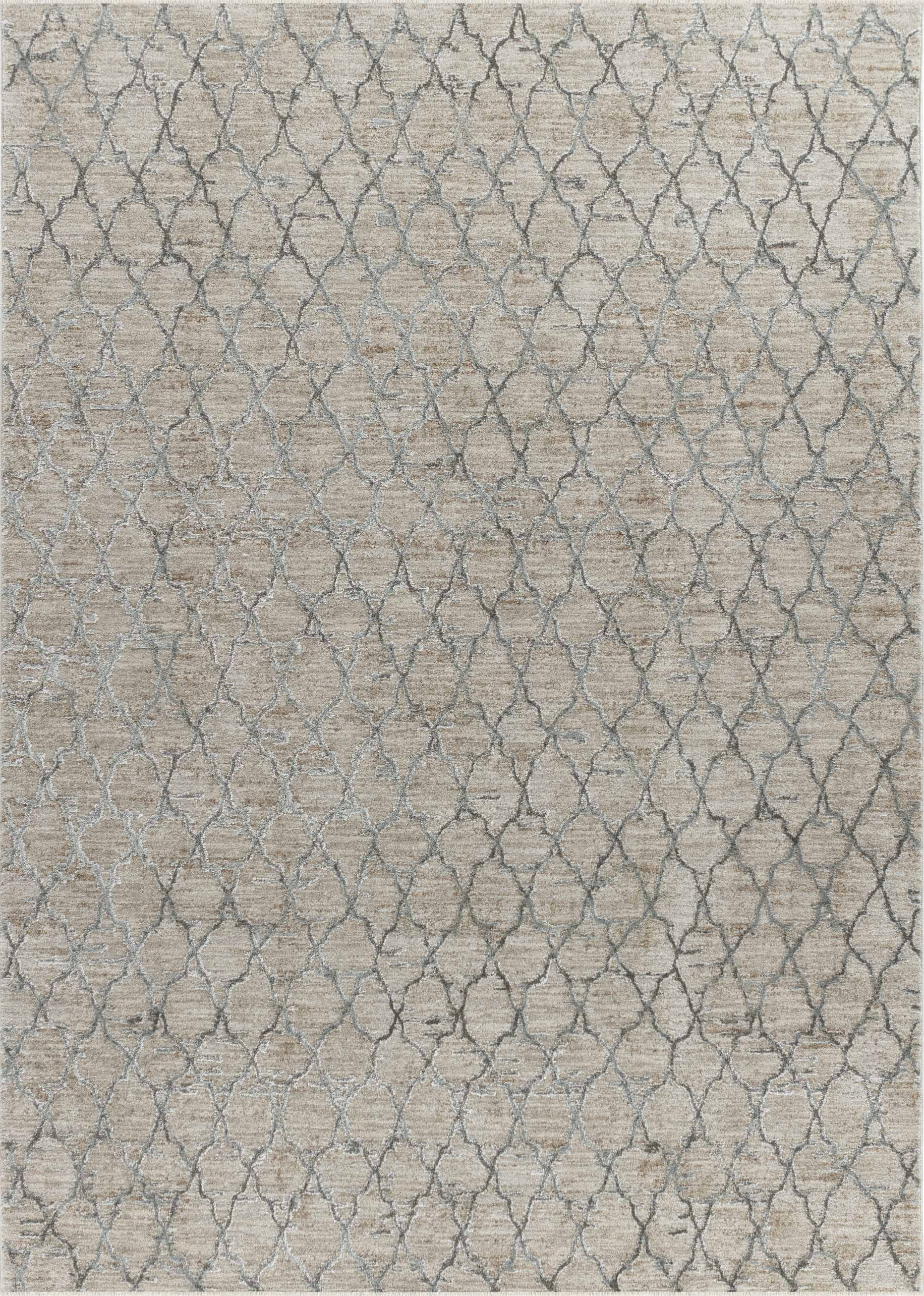 5" X 8" Beige Moroccan Stain Resistant Area Rug