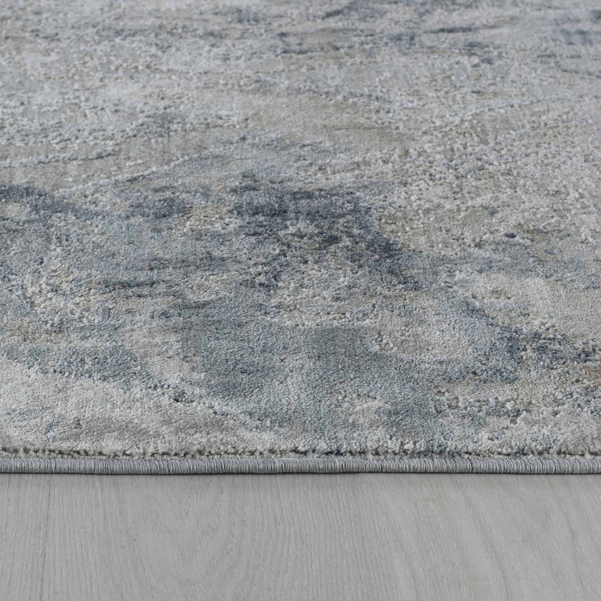 8" X 10" Blue Gray Abstract Power Loom Area Rug