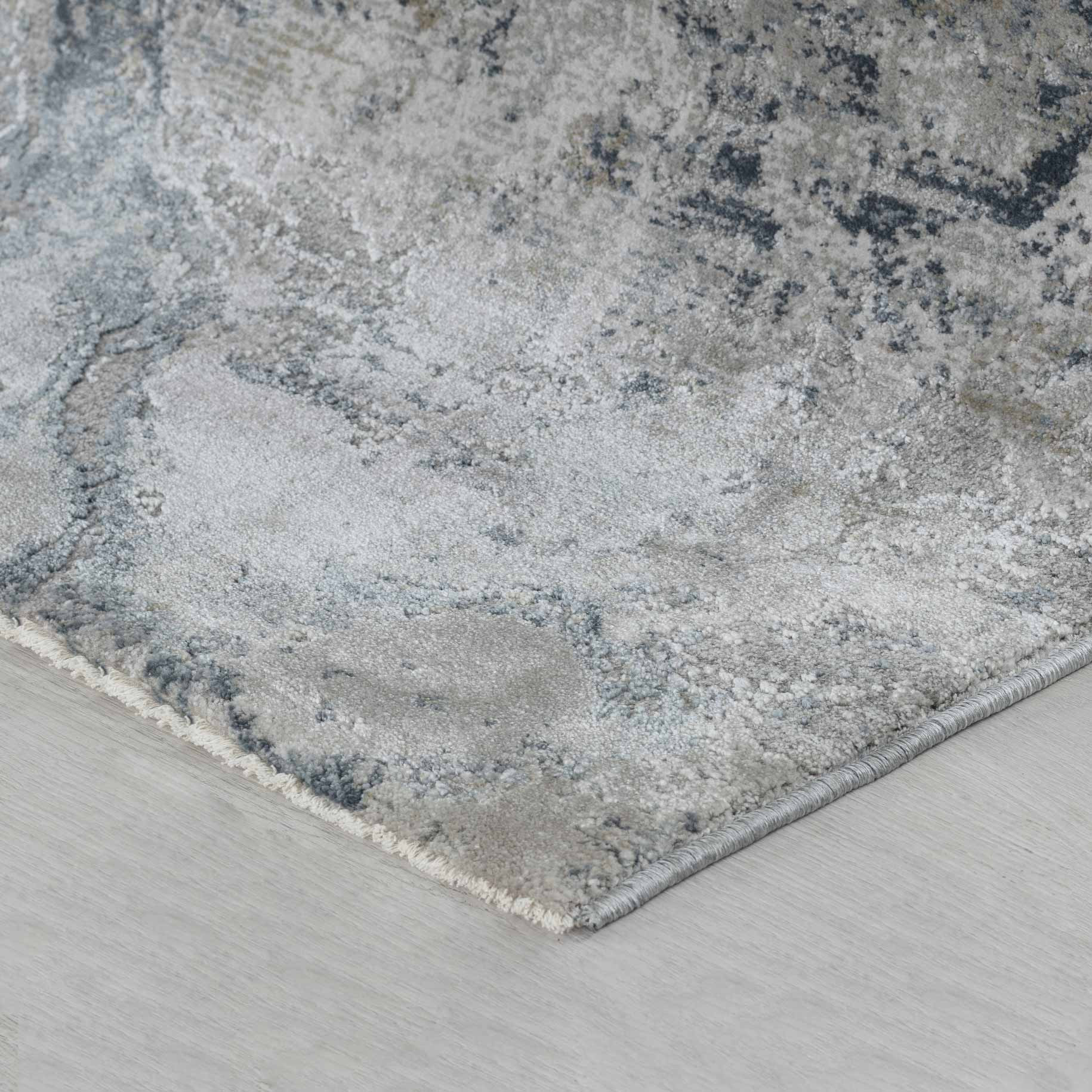 8" X 10" Blue Gray Abstract Power Loom Area Rug