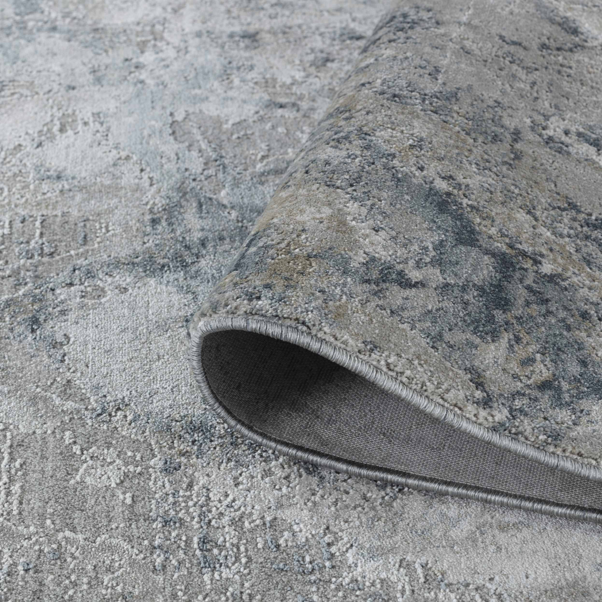 8" X 10" Blue Gray Abstract Power Loom Area Rug