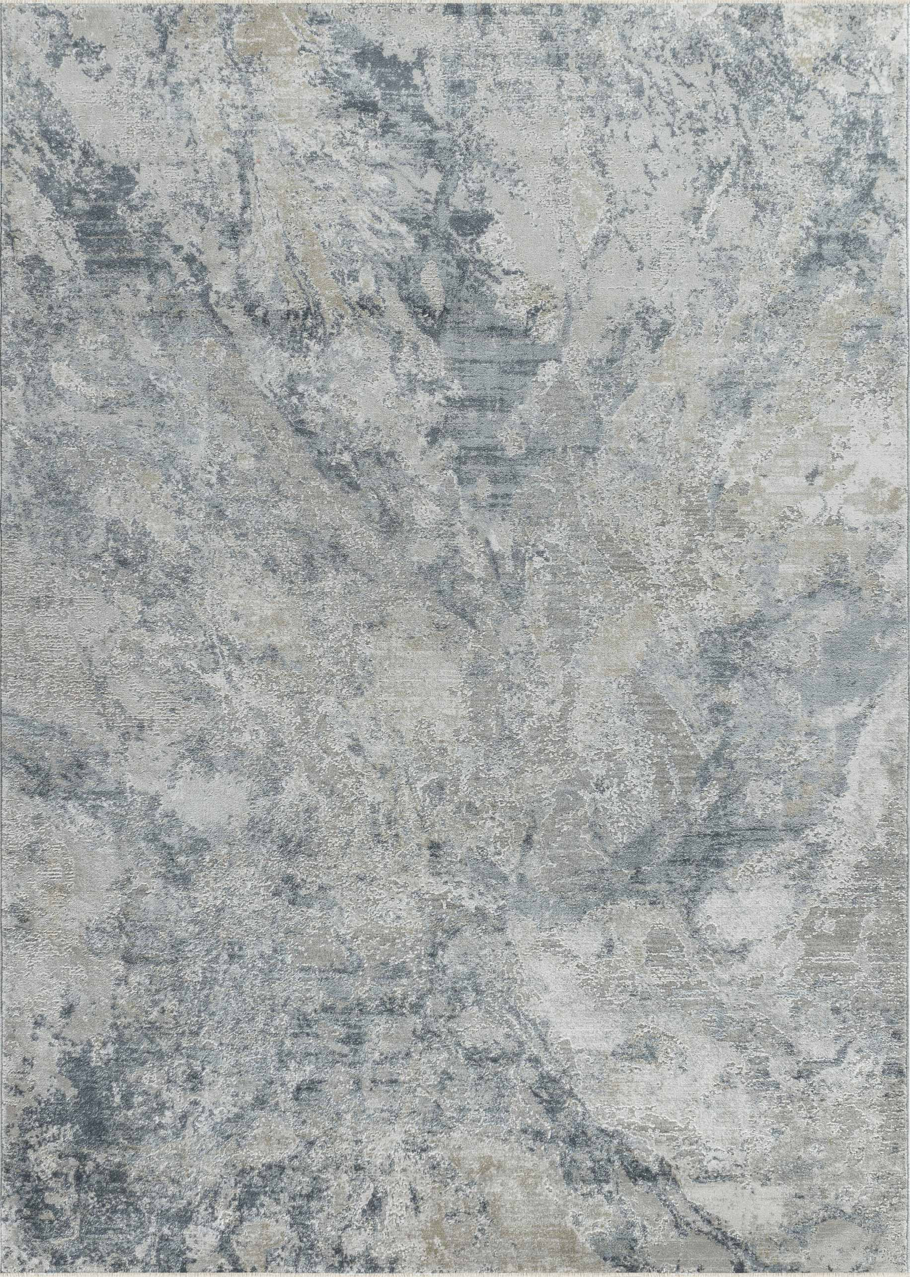 8" X 10" Blue Gray Abstract Power Loom Area Rug