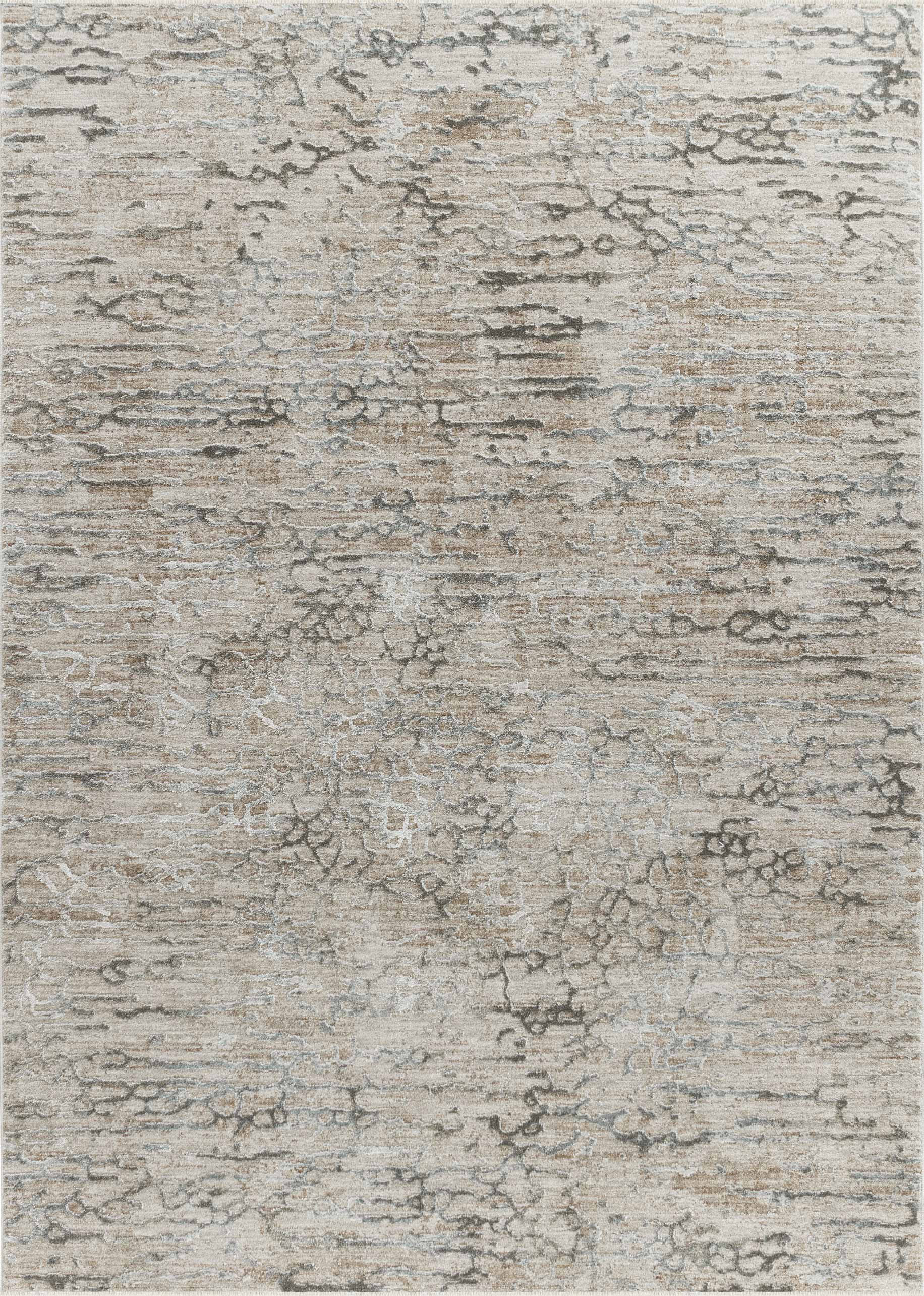 5" X 8" Beige Abstract Stain Resistant Area Rug