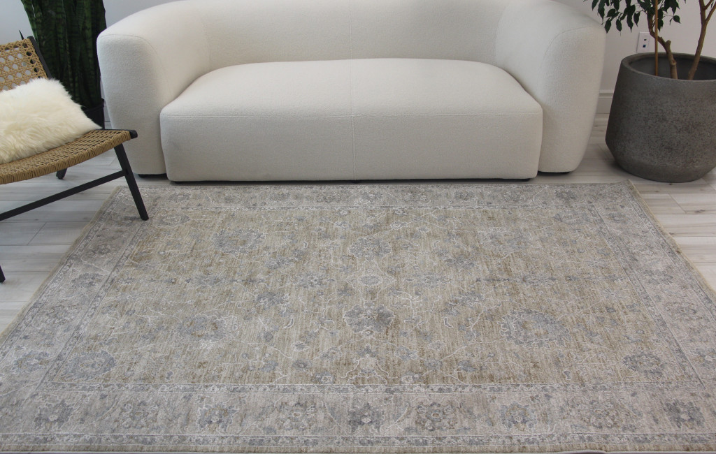 5" X 8" Gold Southwestern Power Loom Stain Resistant Area Rug