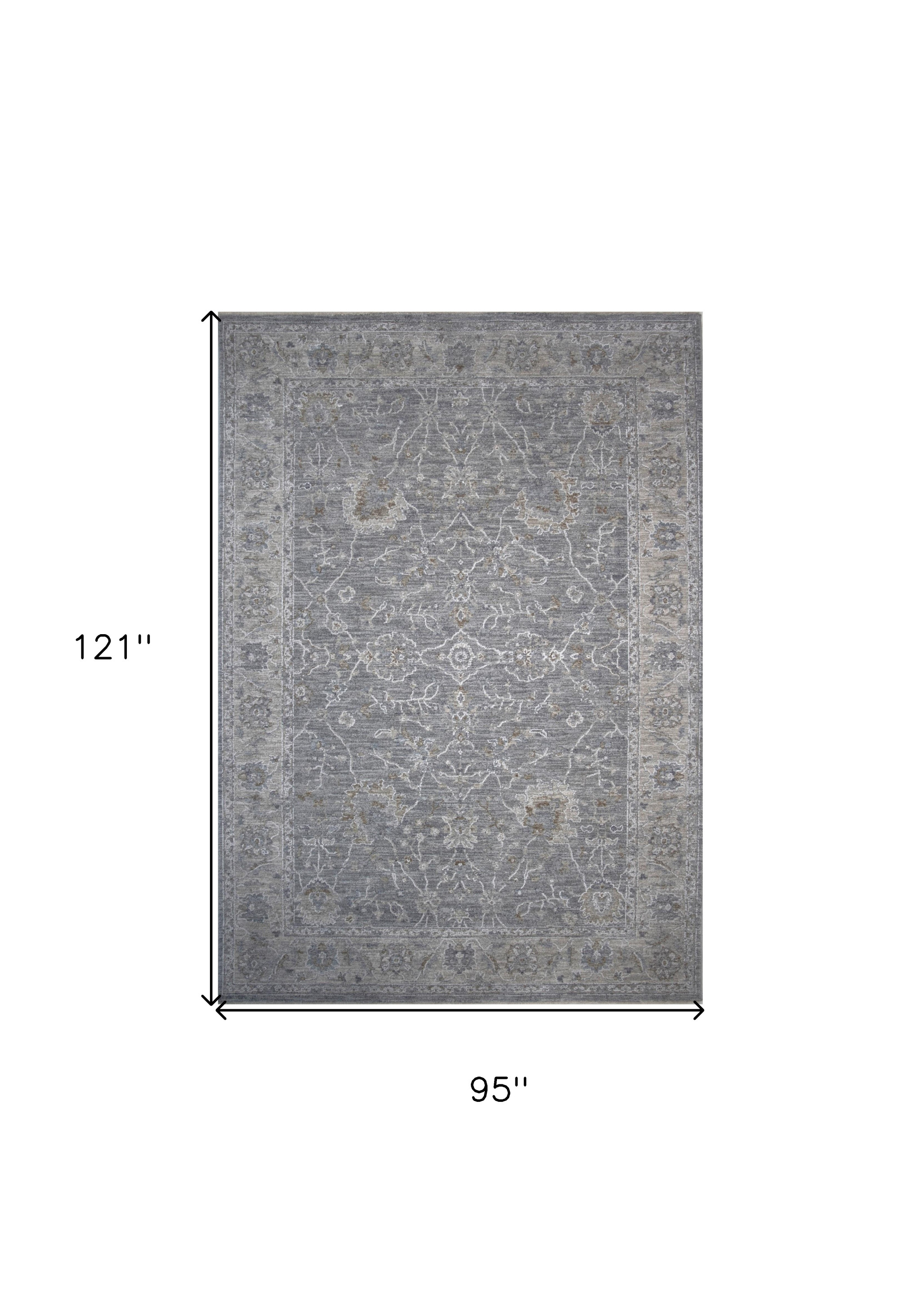 8" X 10"  Blue Gray Southwestern Floral Stain Resistant Area Rug
