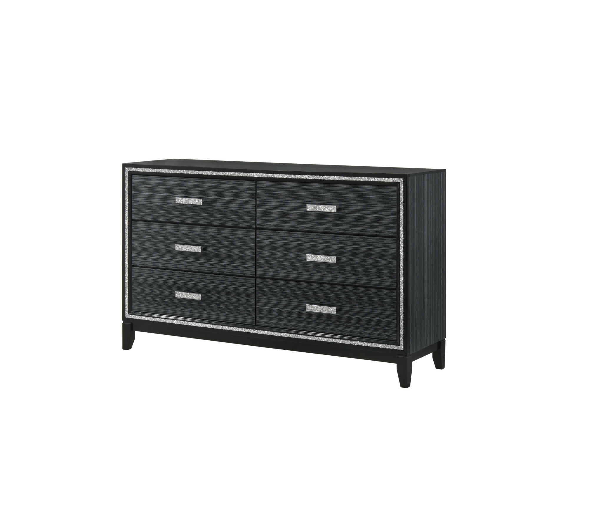 63" Black Solid and Manufactured Wood Six Drawer Double Dresser-490484-1
