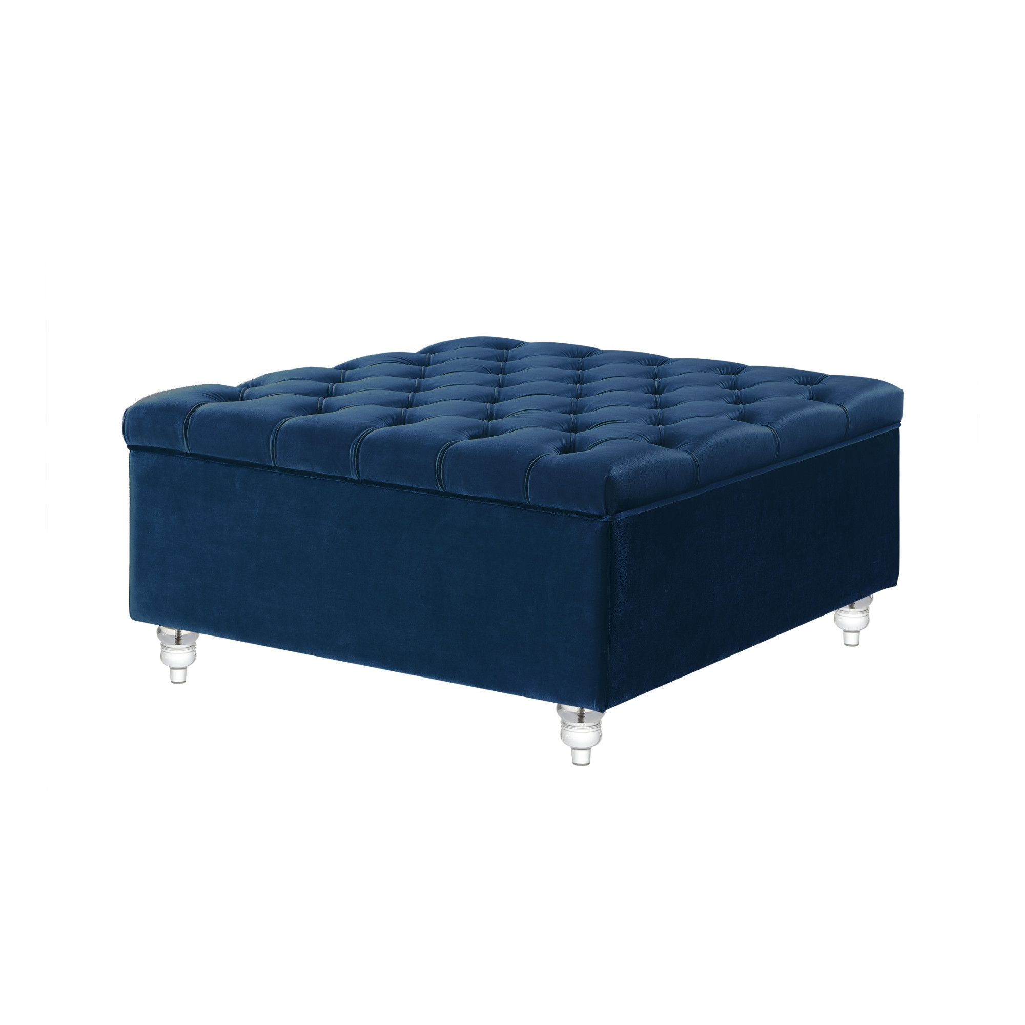 36" Blue Velvet And Clear Tufted Storage-490612-1