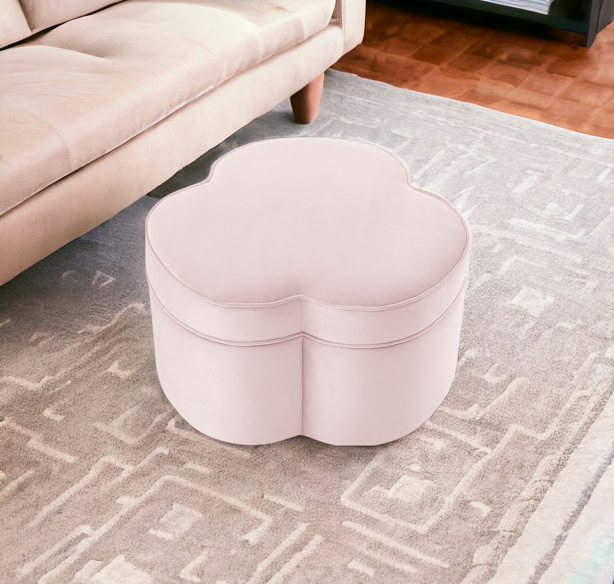 28" Blush Velvet Specialty Cocktail Ottoman-490709-1