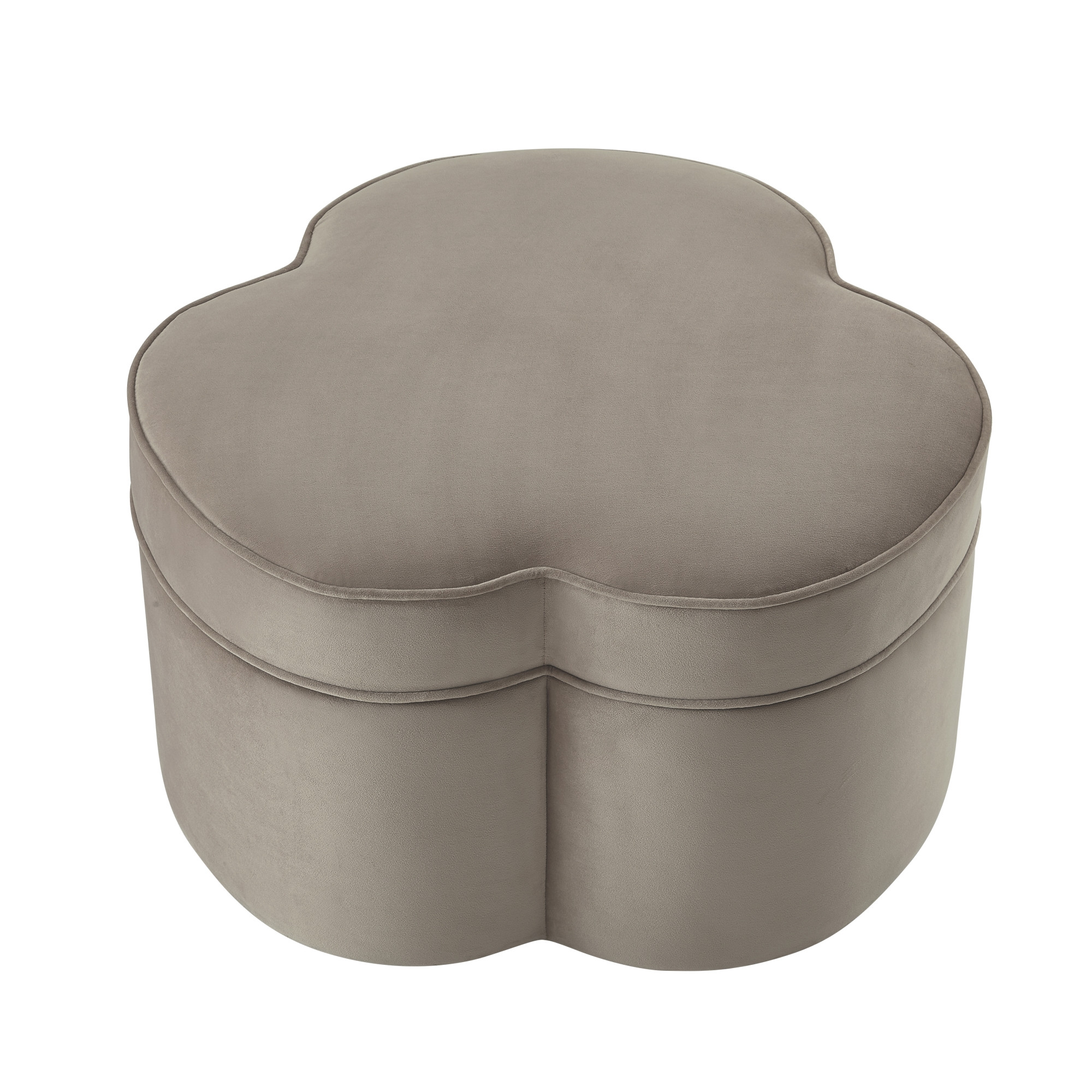 28" Taupe Velvet Specialty Cocktail Ottoman-490712-1