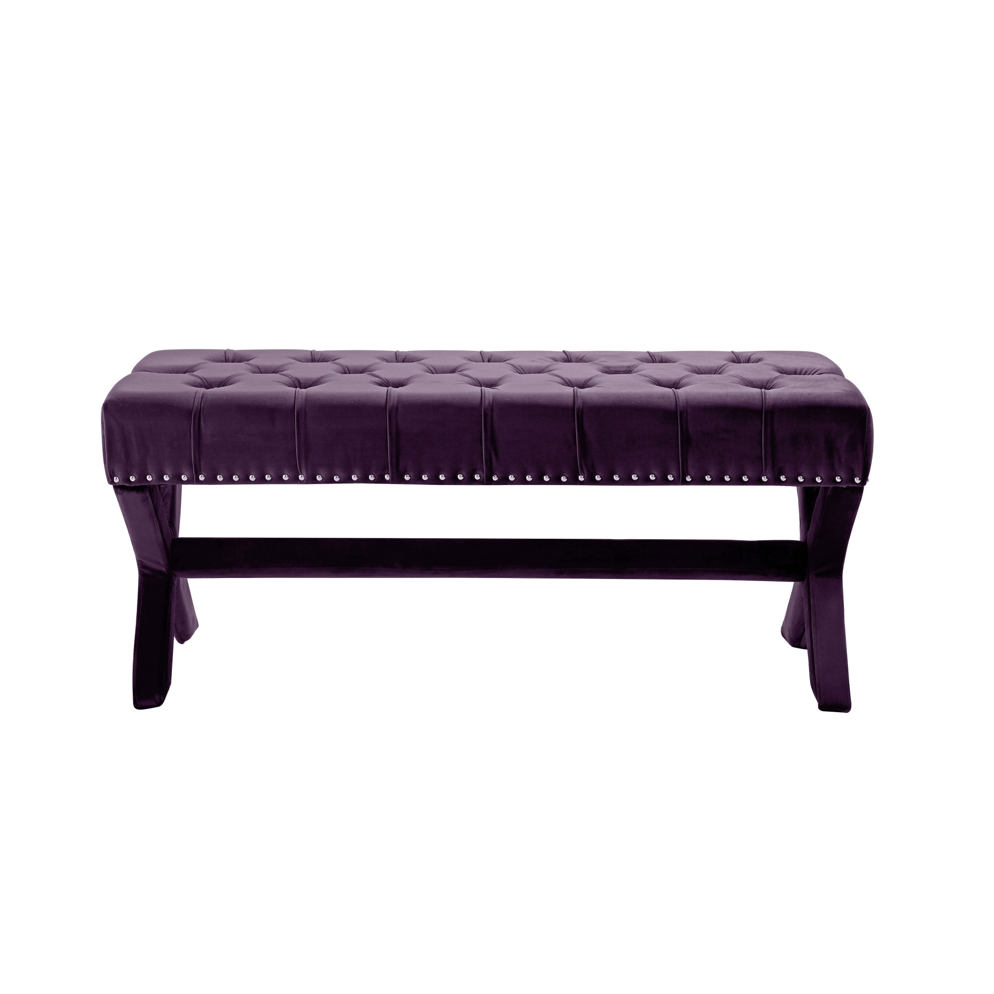 45" Plum And Purple Upholstered Velvet Bench-490840-1