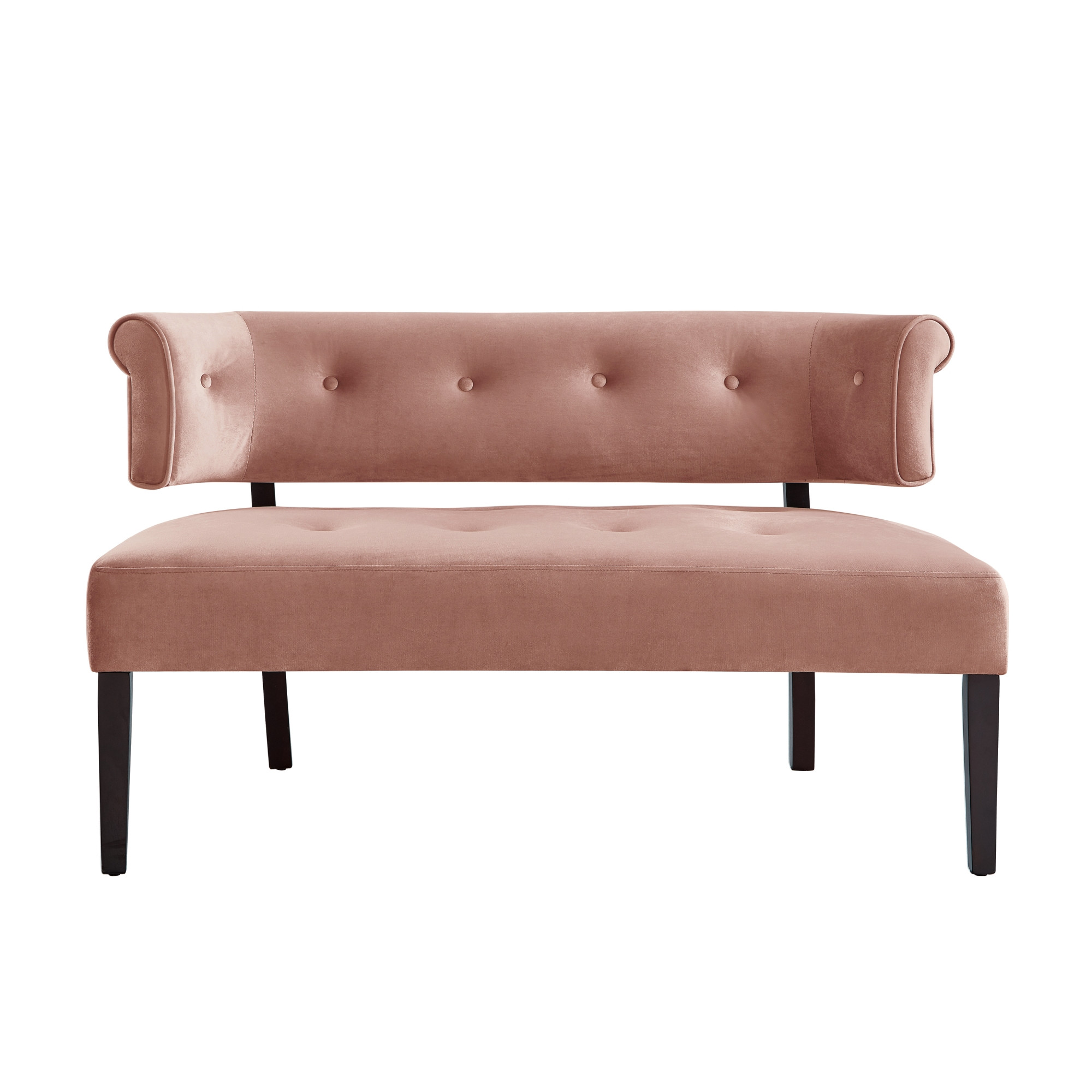 48" Blush And Brown Upholstered Velvet Bench-490860-1