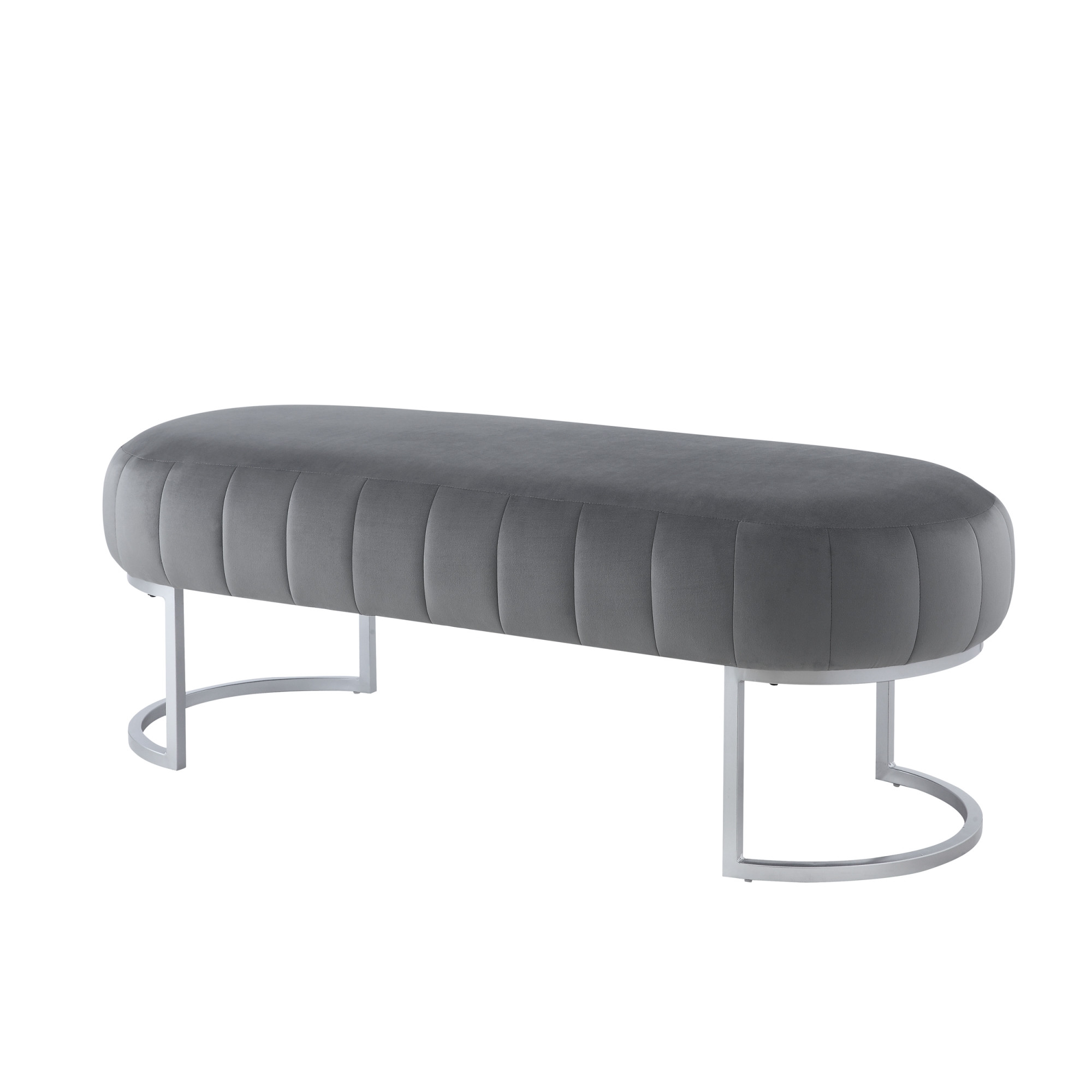 53" Gray Upholstered Velvet Bench-490886-1