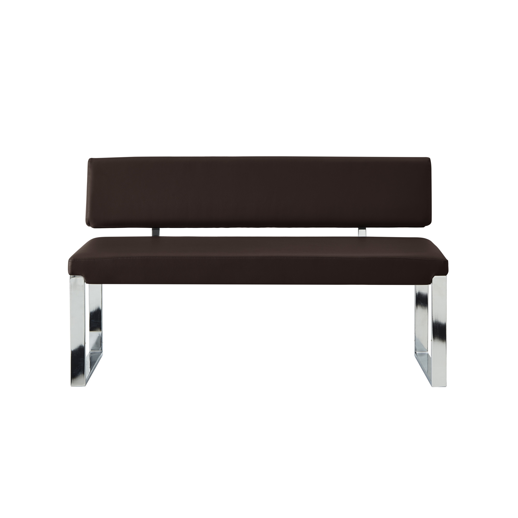 50" Brown and Silver Upholstered Faux Leather Bench-490919-1