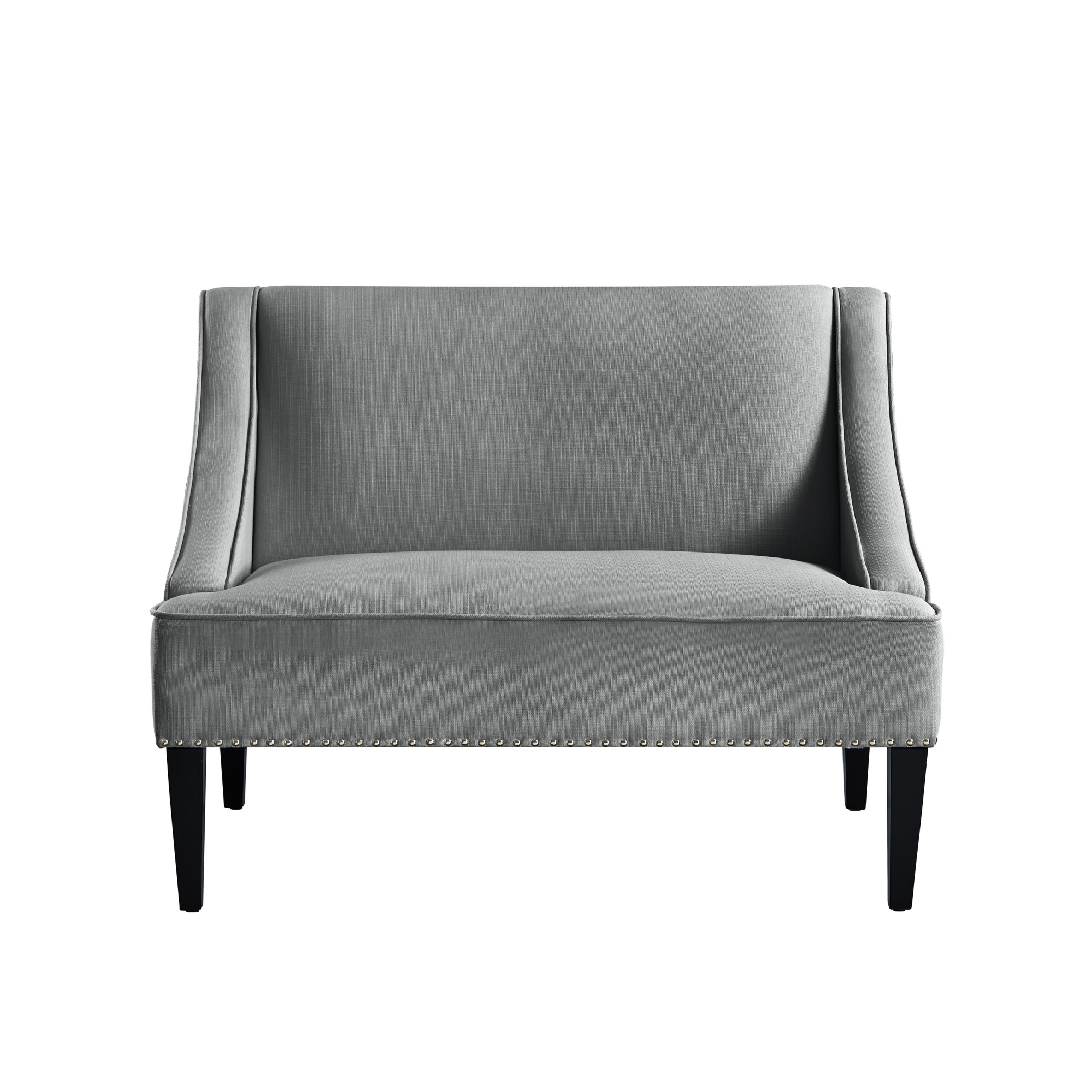 45" Light Gray And Black Upholstered Linen Bench-490924-1
