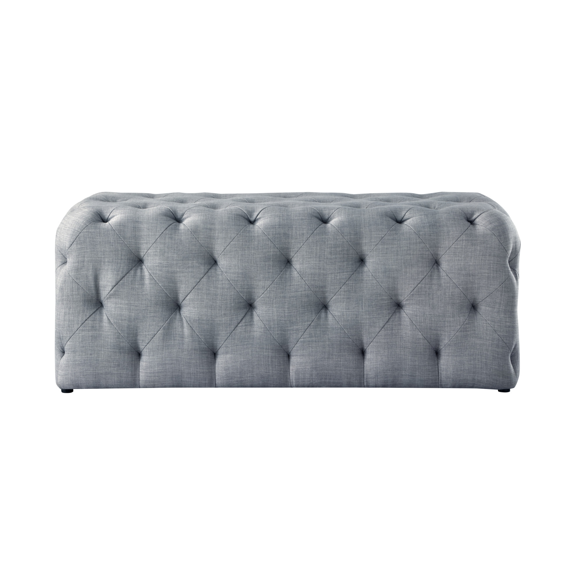 48" Light Gray And Black Upholstered Linen Bench-490943-1