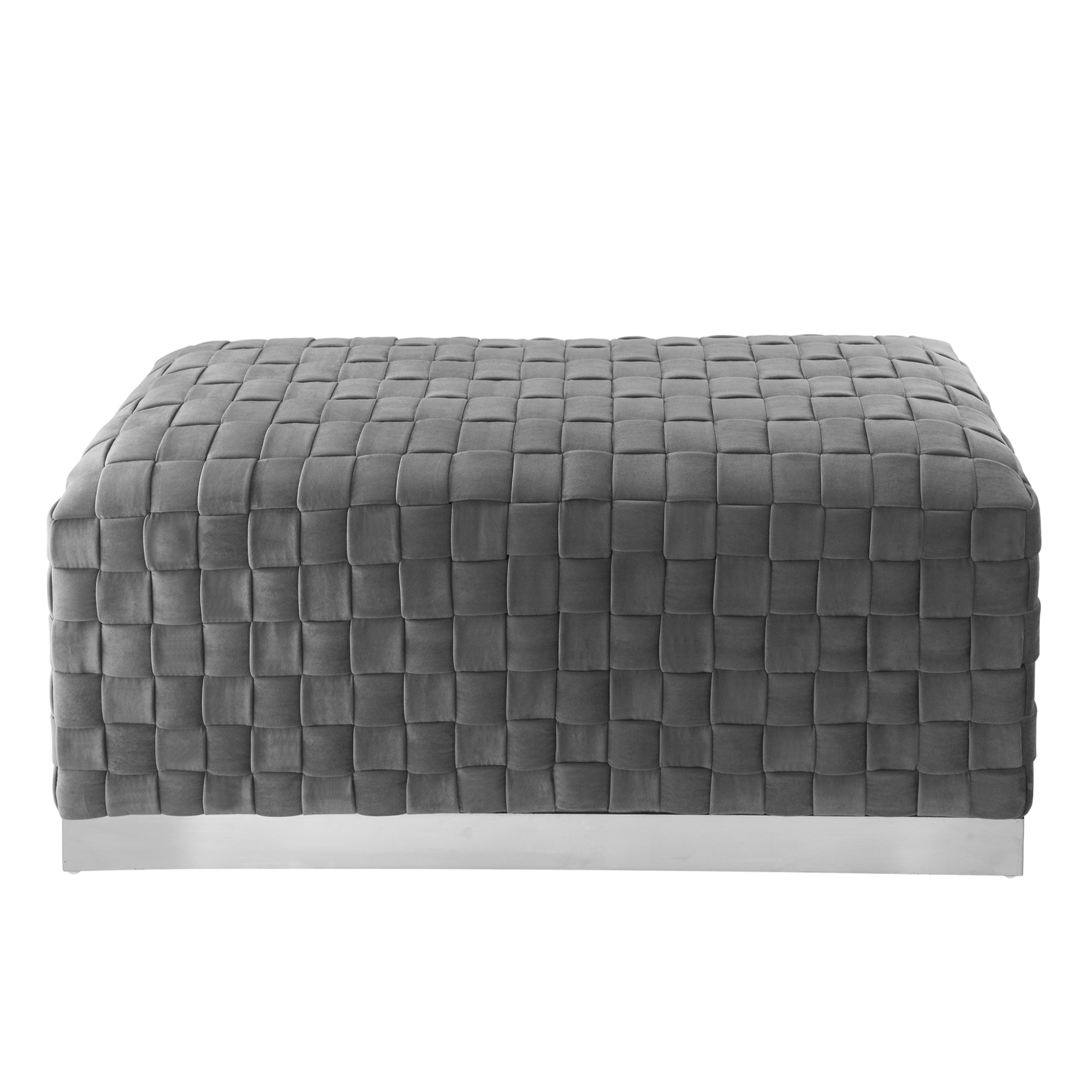 40" Gray And Silver Upholstered Velvet Bench-490964-1