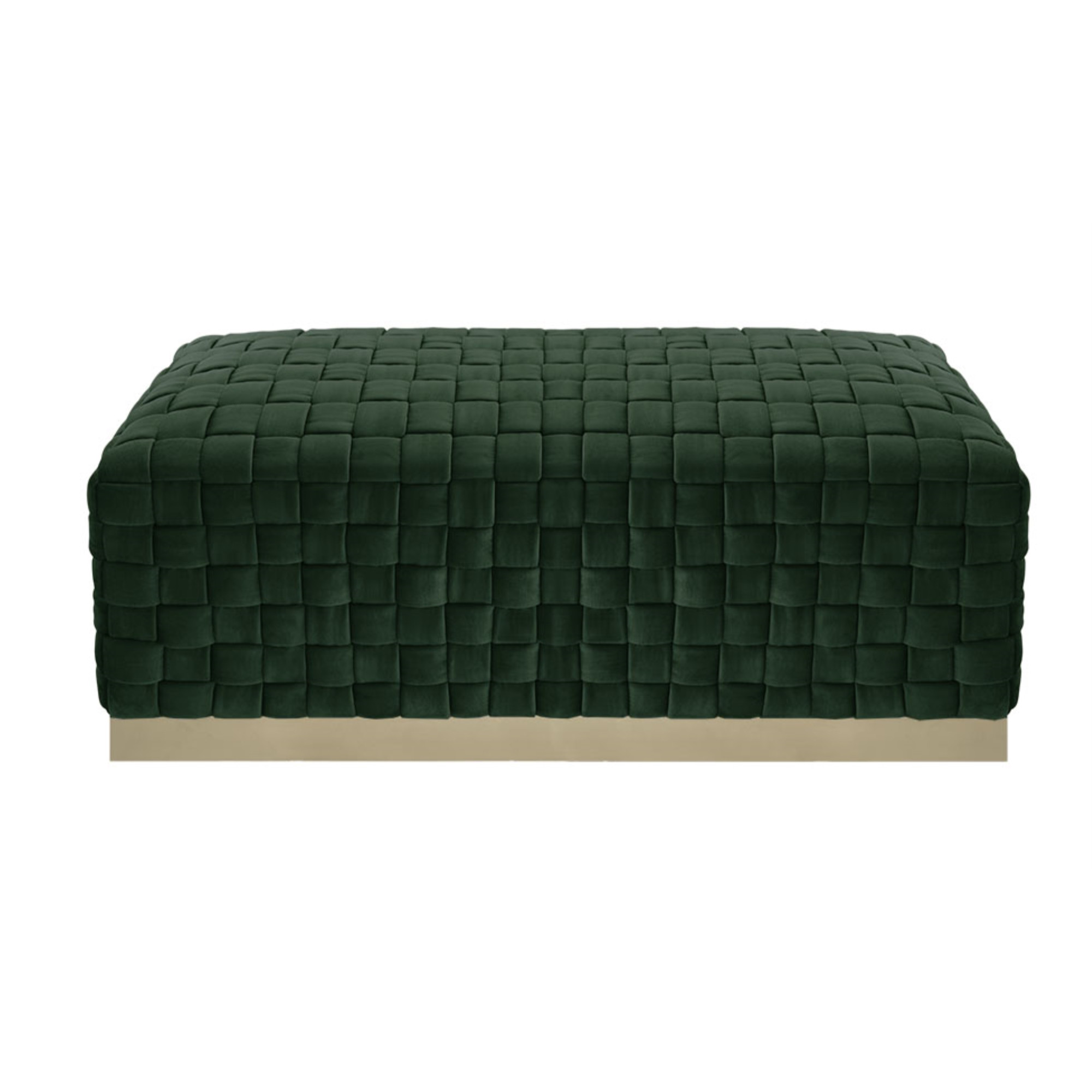 40" Hunter Green And Gold Upholstered Velvet Bench-490965-1