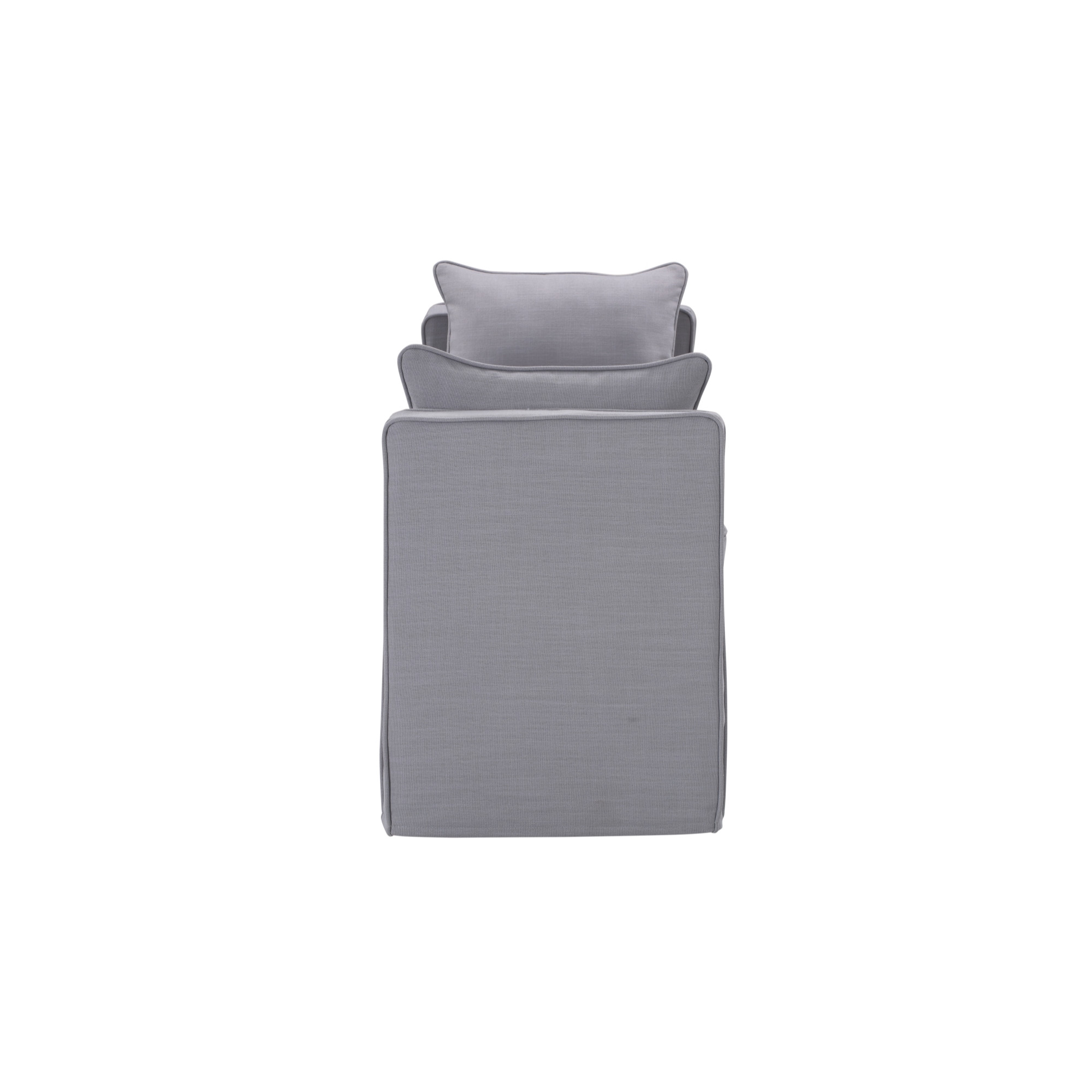 53" Light Gray And Black Upholstered Linen Bench-490979-1