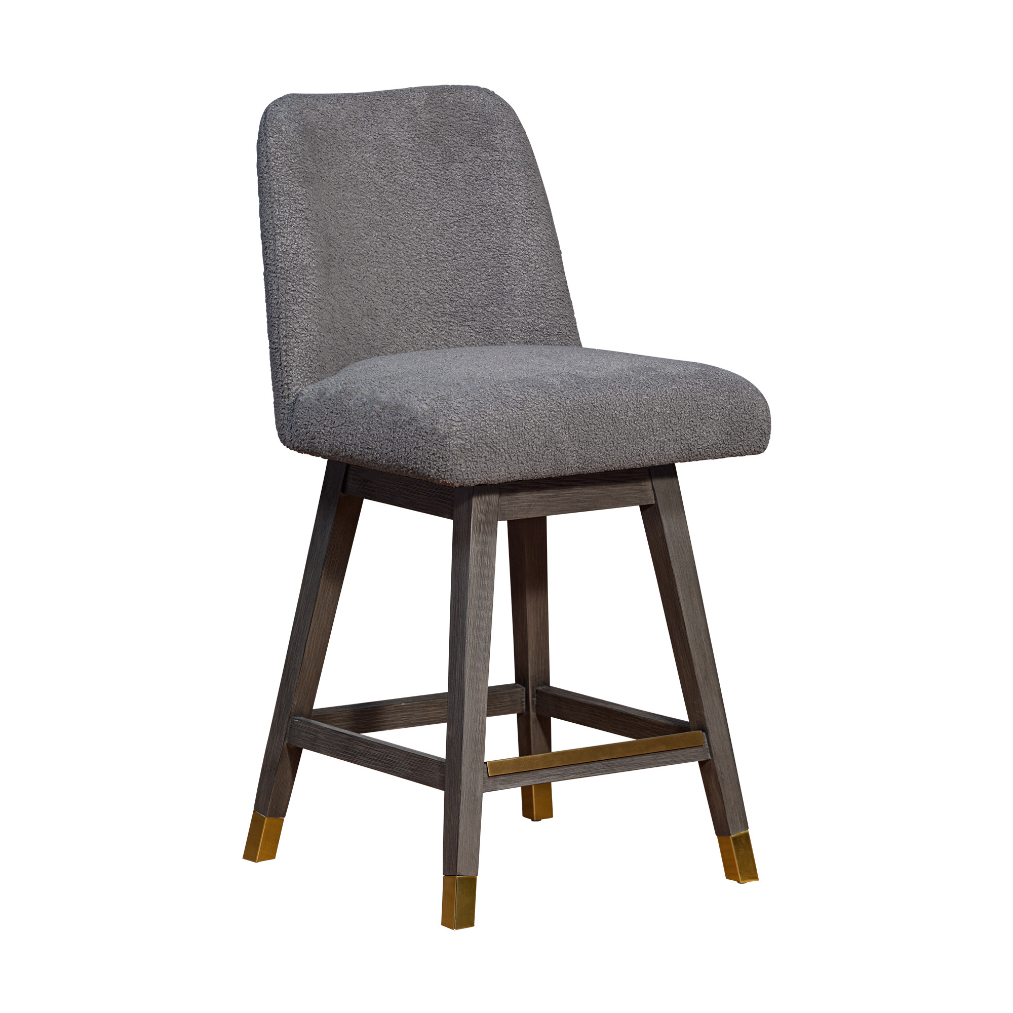 26 Gray Solid Wood Swivel Bar Height Bar Chair With Footrest