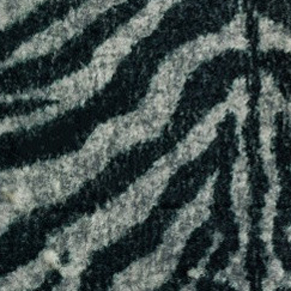 3" X 5" Black and Gray Zebra Print Shag Handmade Non Skid Area Rug