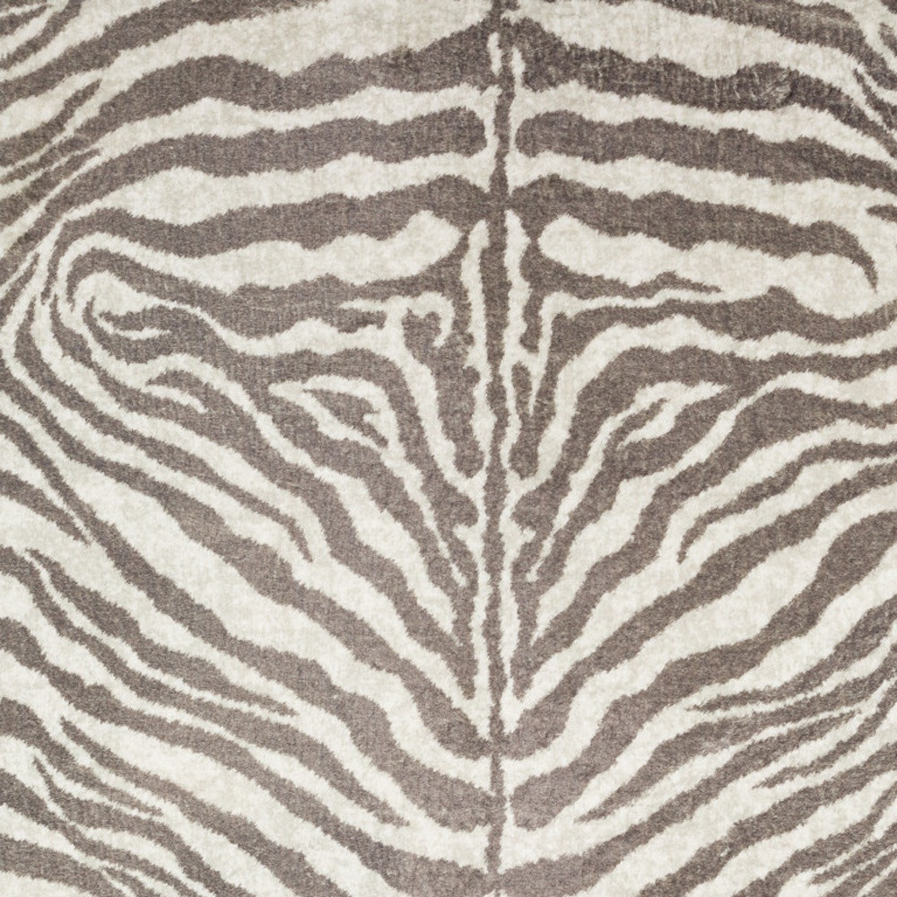 8" X 10" Mocha and Cream Zebra Print Shag Handmade Non Skid Area Rug