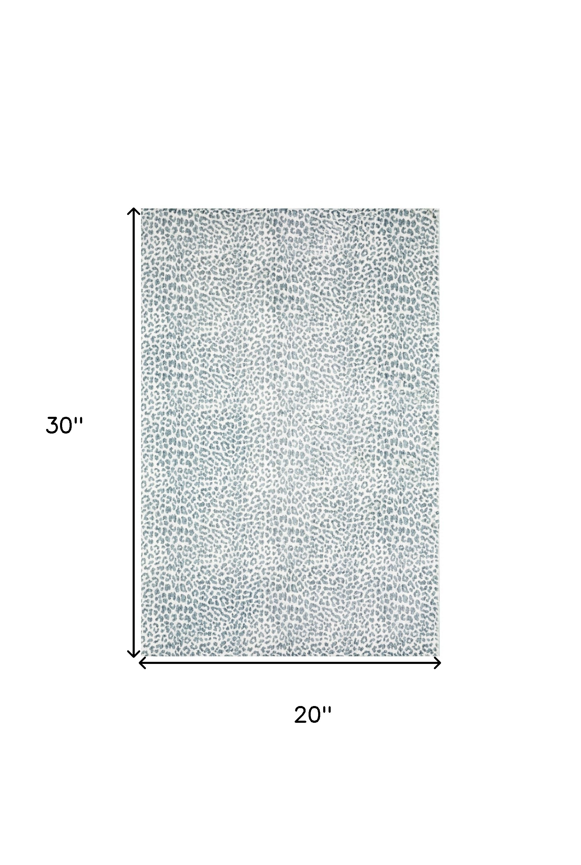 2" X 3" Grey Leopard Print Shag Handmade Non Skid Area Rug