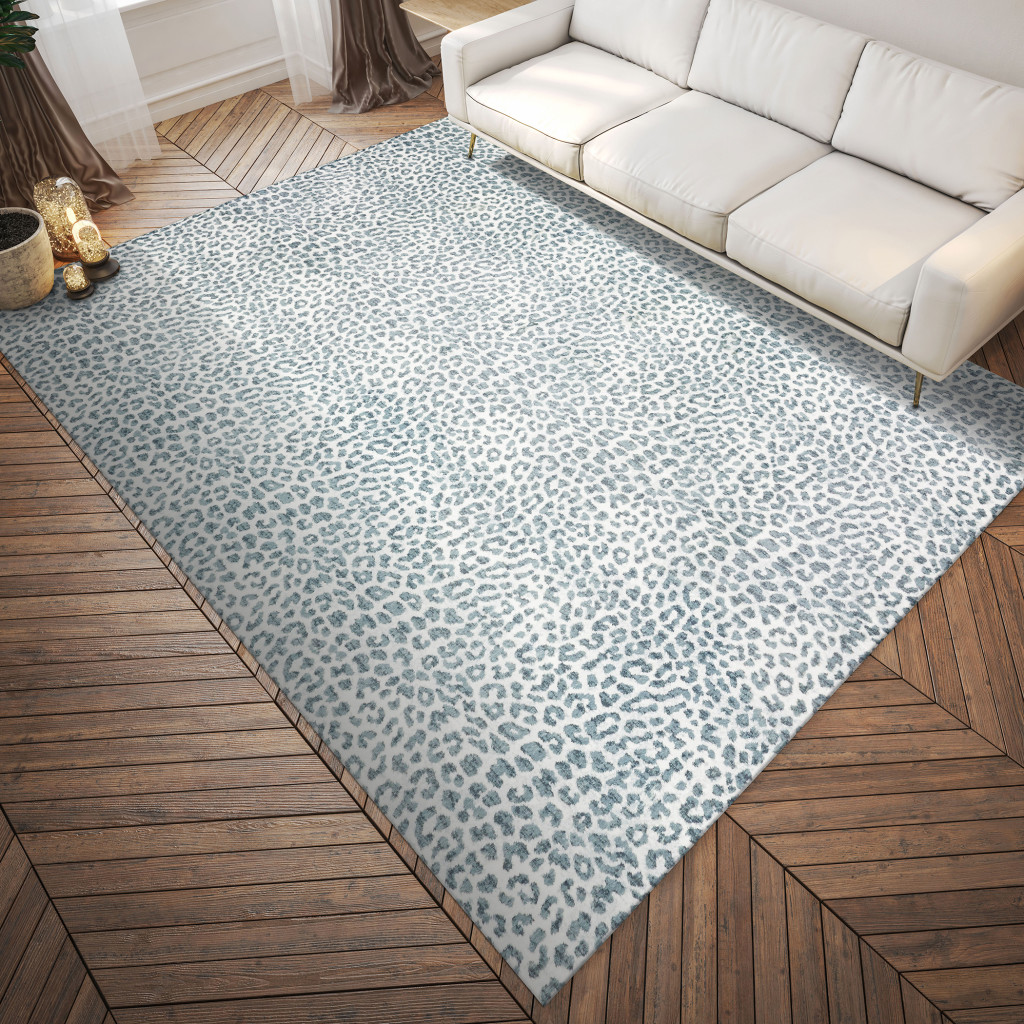 3 X 5 grey Leopard Print Shag Handmade Non Skid Area Rug