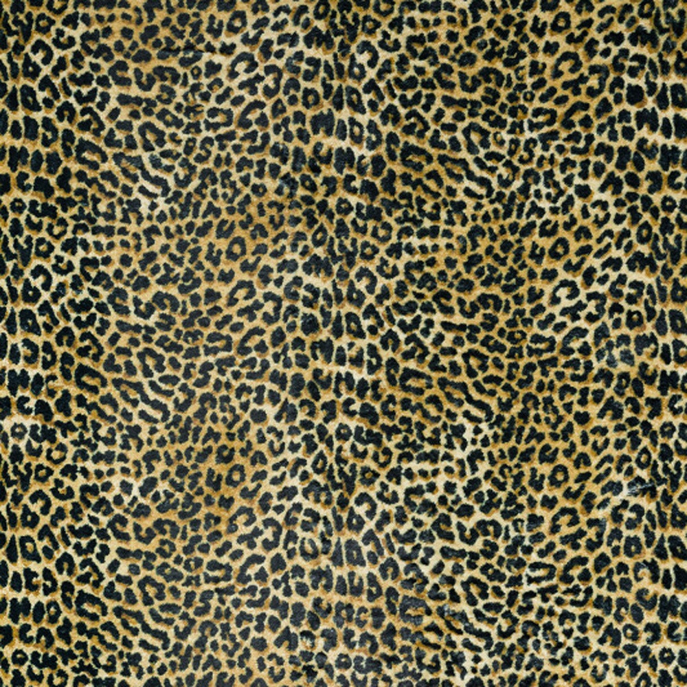 5" X 8" Black and Gold Leopard Print Shag Handmade Non Skid Area Rug