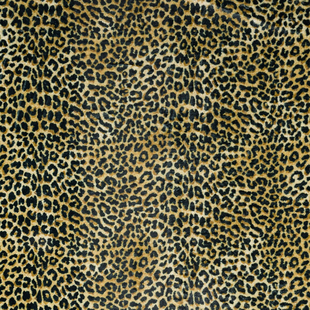 5" X 8" Black and Gold Leopard Print Shag Handmade Non Skid Area Rug