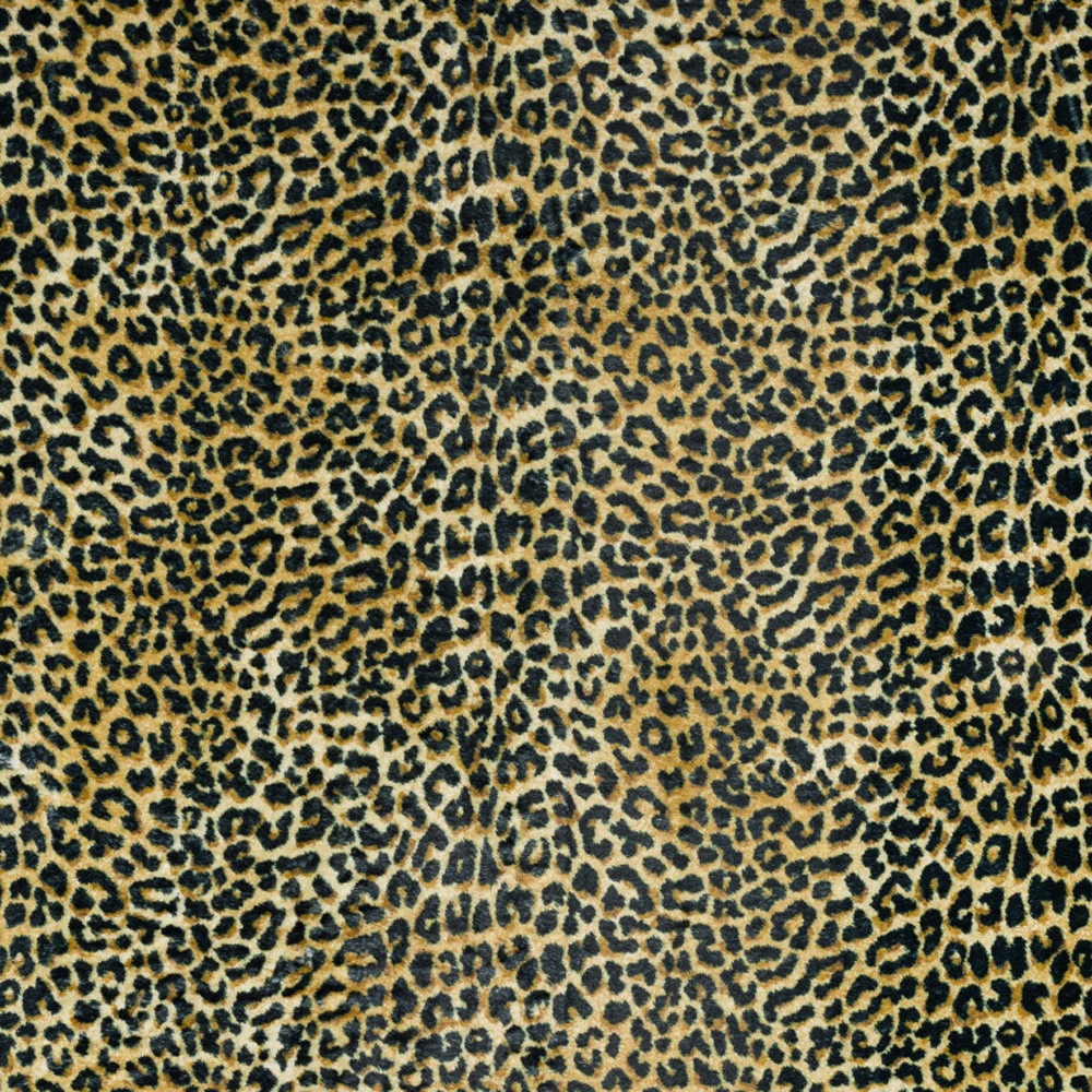 8" X 10" Black and Gold Leopard Print Shag Handmade Non Skid Area Rug