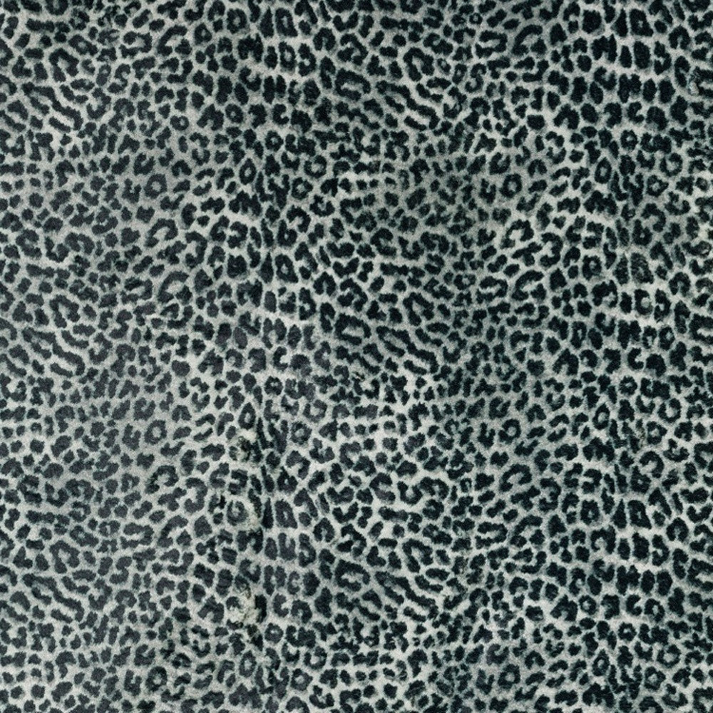 2 X 3 Black and gray Leopard Print Shag Handmade Non Skid Area Rug