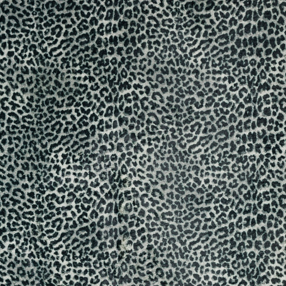 8" X 8" Black and Gray Leopard Round Shag Handmade Non Skid Area Rug