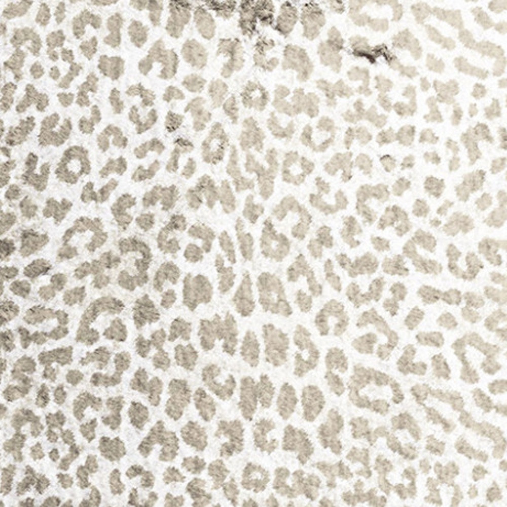 2" X 8" Beige and Cream Leopard Print Shag Handmade Non Skid Runner Rug