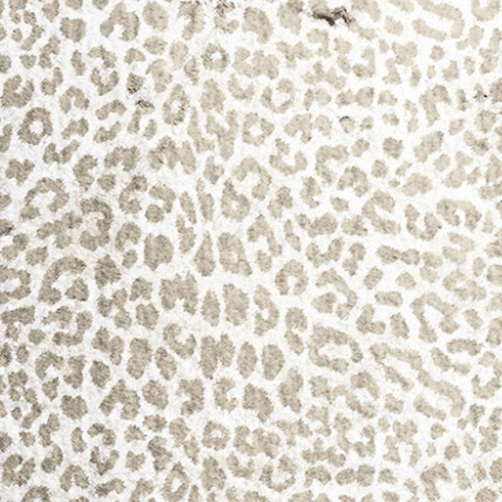 2" X 8" Beige and Cream Leopard Print Shag Handmade Non Skid Runner Rug