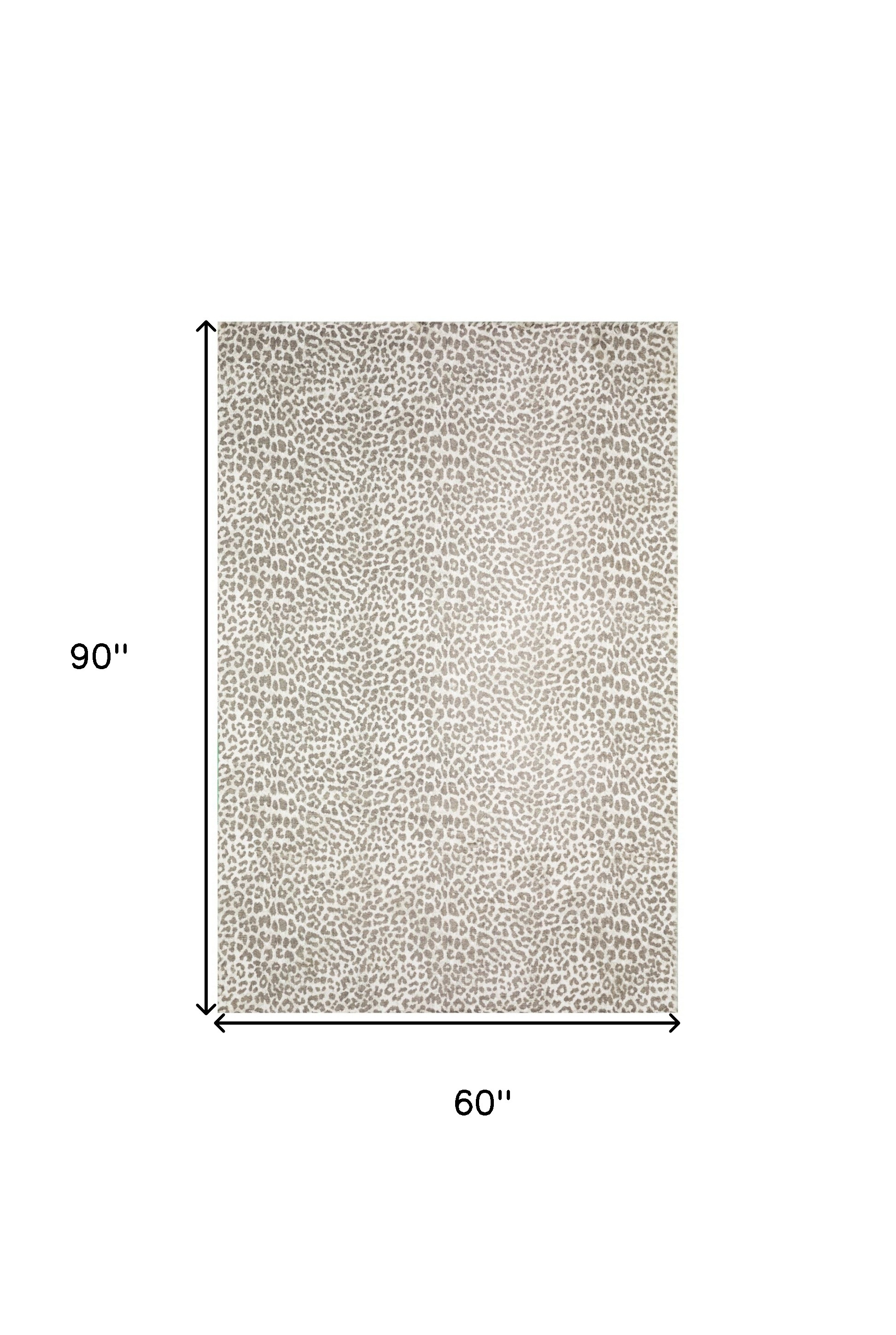 5" X 8" Beige and Cream Leopard  Print Shag Handmade Non Skid Area Rug