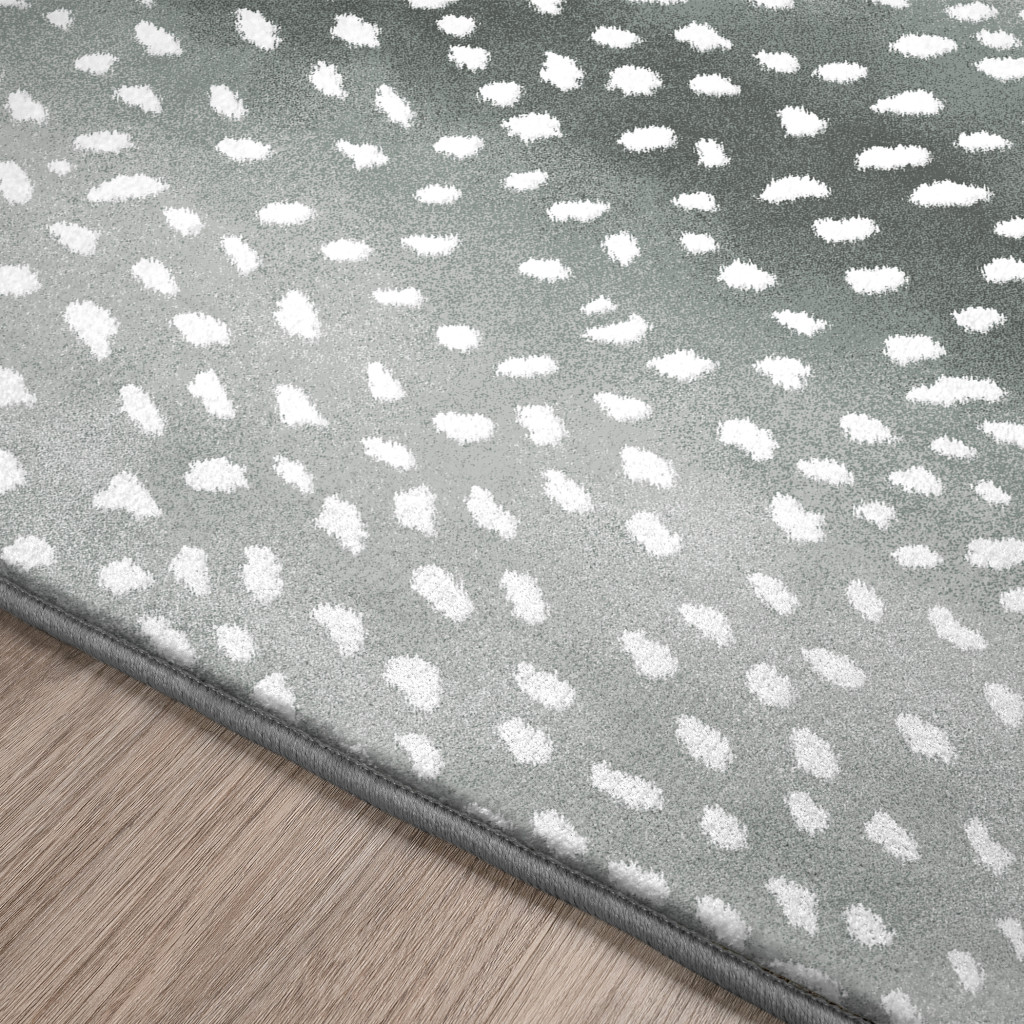 2" X 8" Grey Gazelle Print Shag Handmade Non Skid Runner Rug