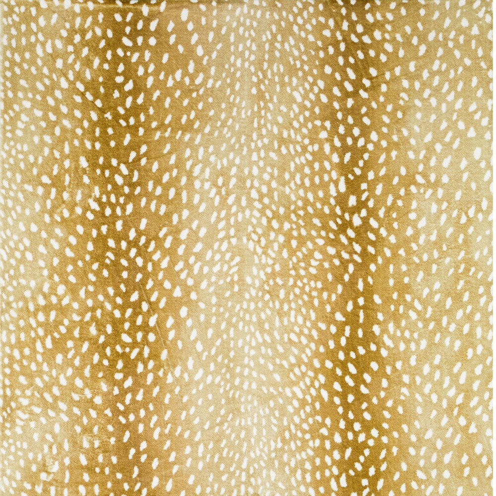 3" X 5" Gold Gazelle Print Shag Handmade Non Skid Area Rug