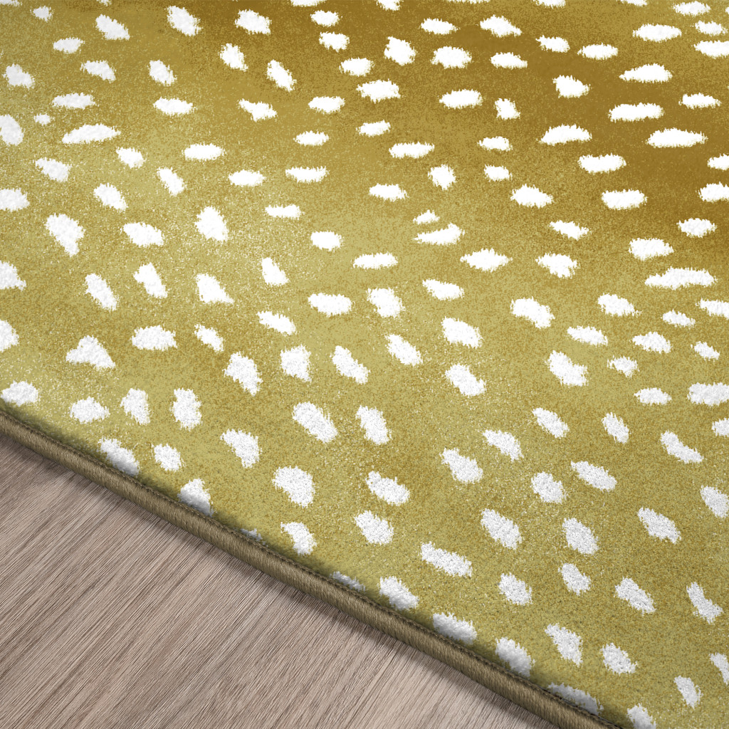 8" X 10" Gold Gazelle Print Shag Handmade Non Skid Area Rug