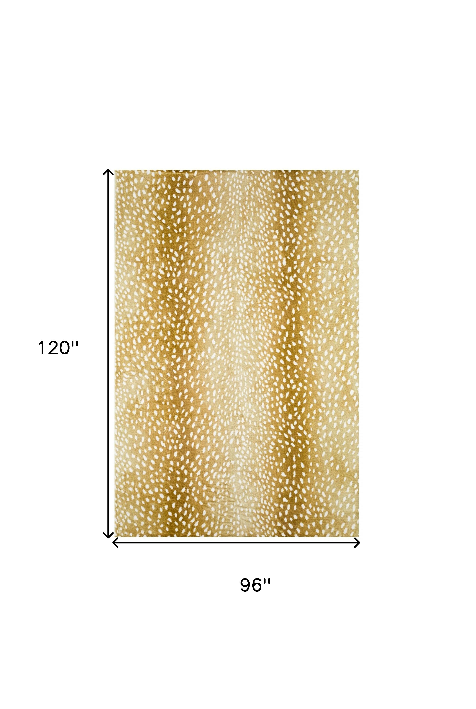 8" X 10" Gold Gazelle Print Shag Handmade Non Skid Area Rug