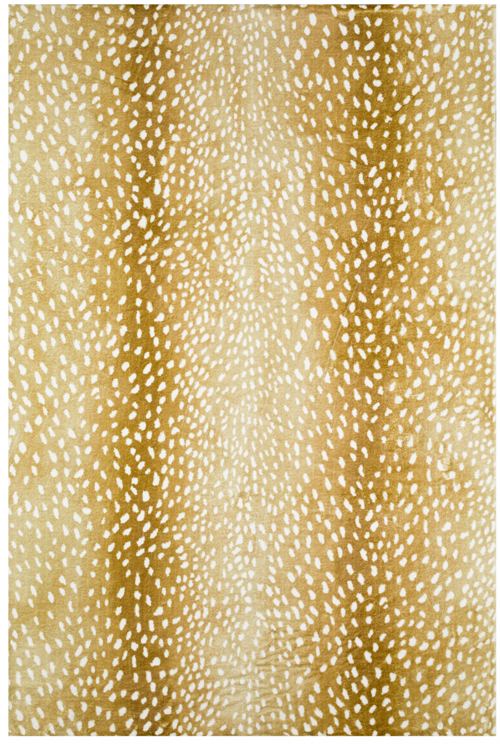 8" X 10" Gold Gazelle Print Shag Handmade Non Skid Area Rug