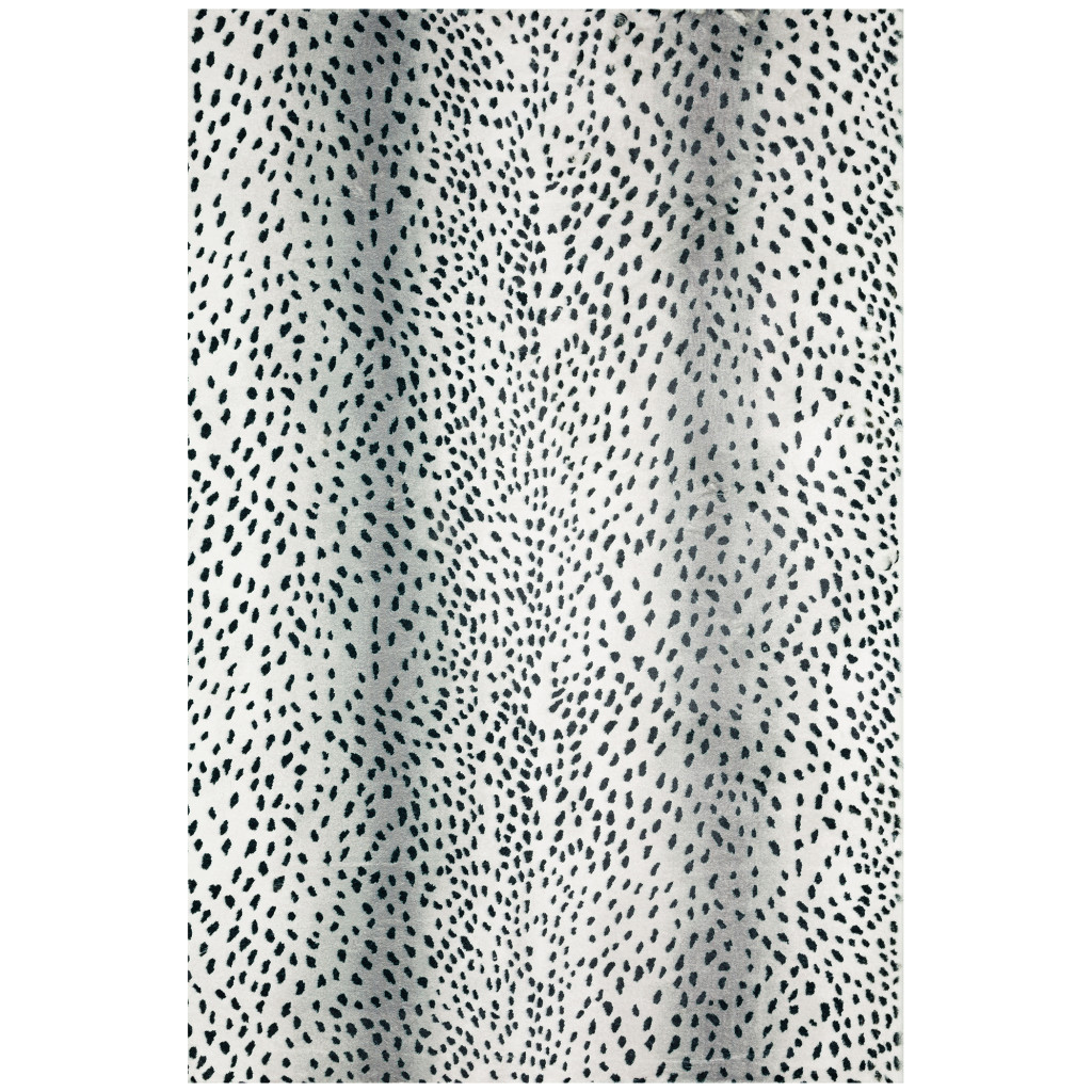 3" X 5" Black Gazelle  Print Shag Handmade Non Skid Area Rug