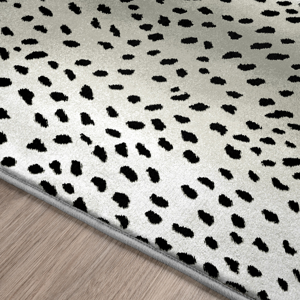 3" X 5" Black Gazelle  Print Shag Handmade Non Skid Area Rug