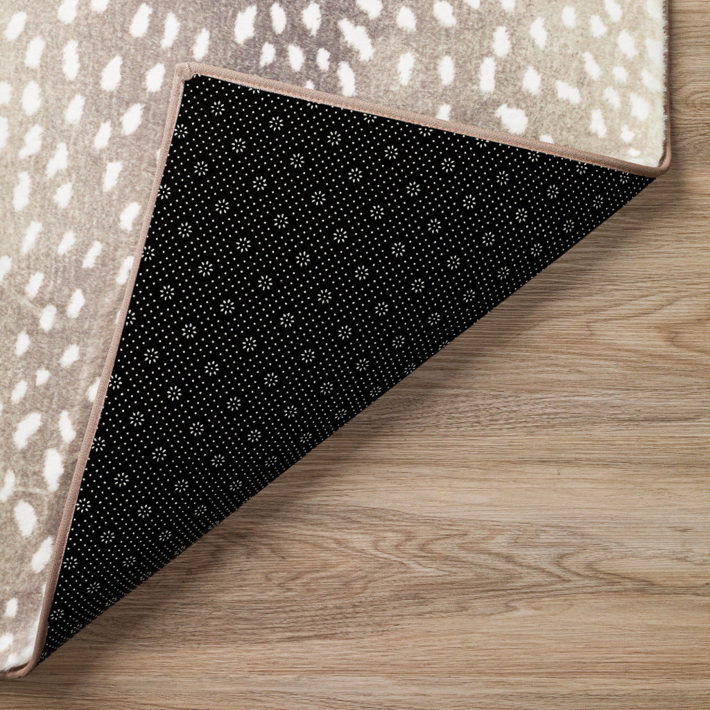 2 X 3 Beige gazelle Print Shag Handmade Non Skid Area Rug