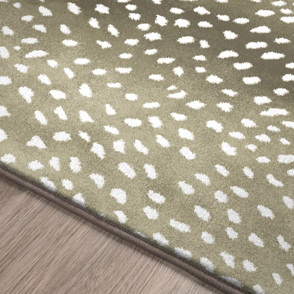 2" X 3" Beige Gazelle Print Shag Handmade Non Skid Area Rug