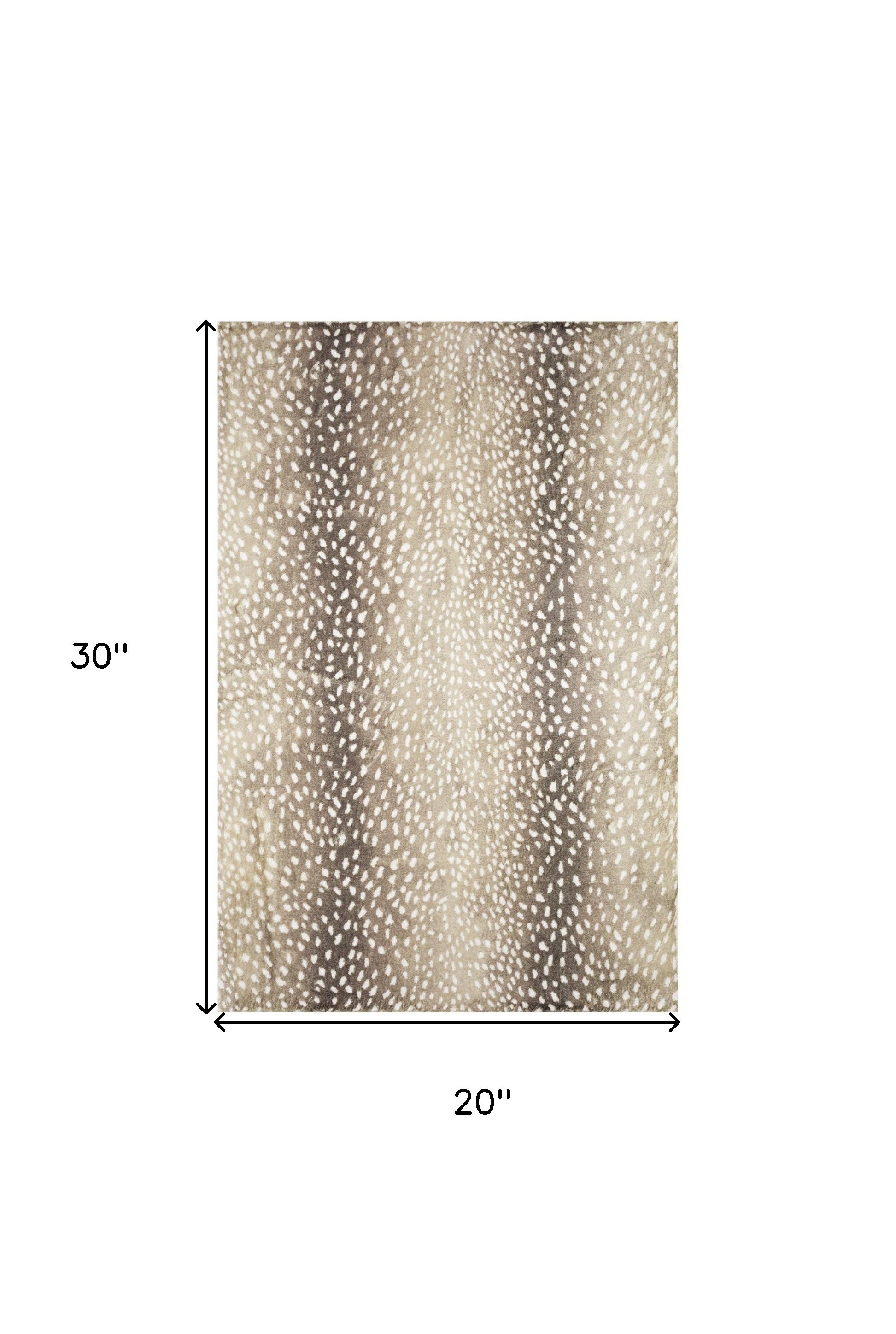 2" X 3" Beige Gazelle Print Shag Handmade Non Skid Area Rug