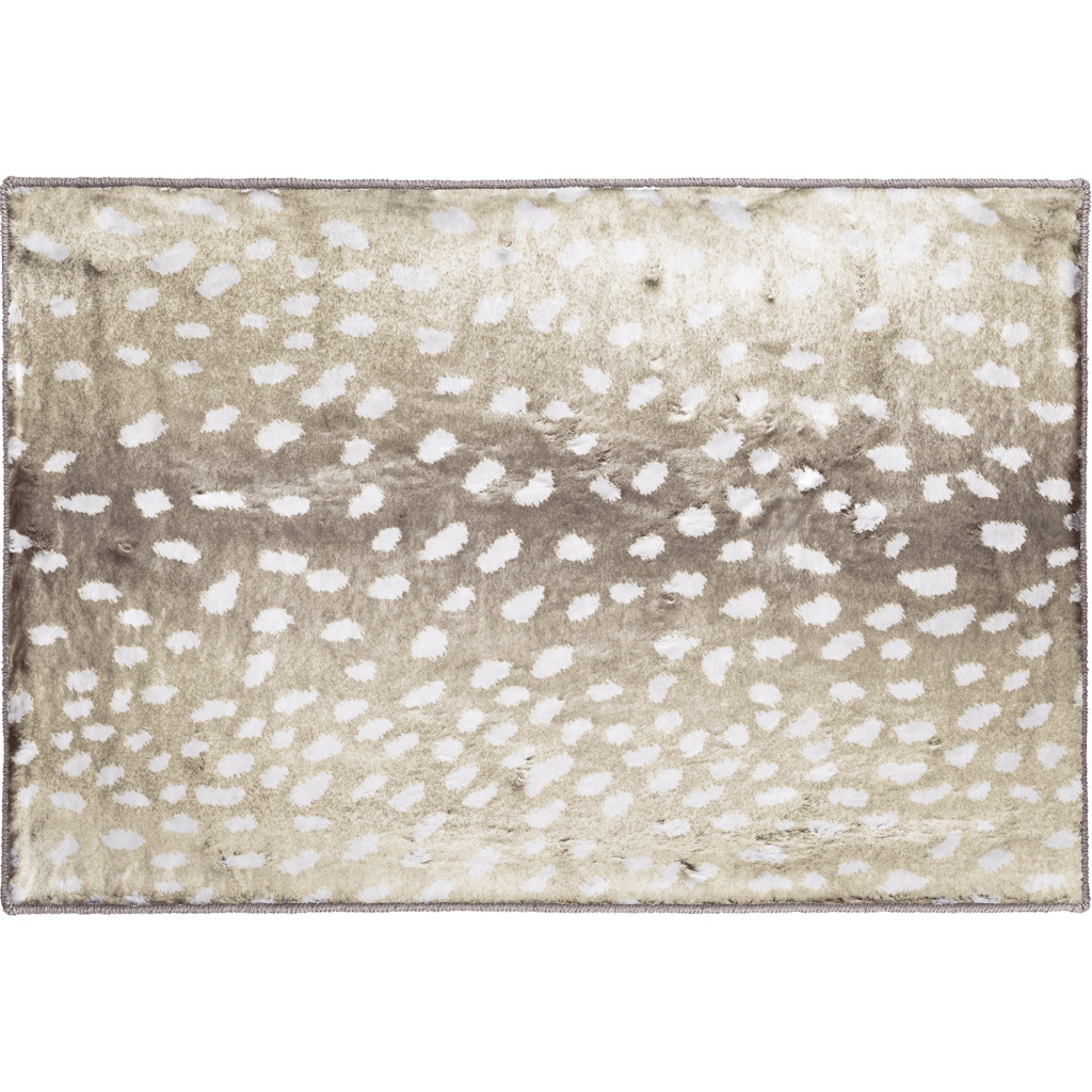 2" X 3" Beige Gazelle Print Shag Handmade Non Skid Area Rug