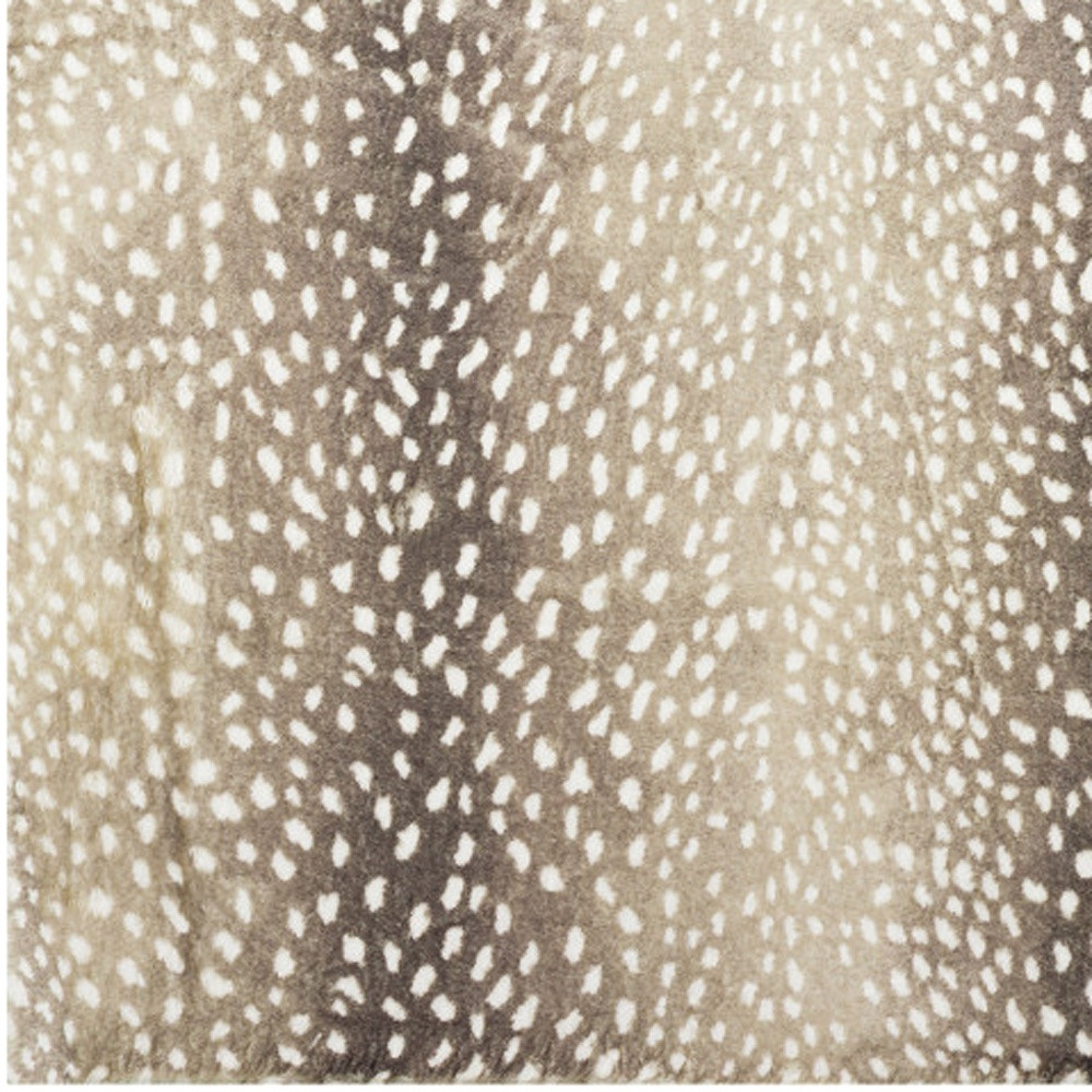8" X 10" Beige Gazelle Print Shag Handmade Non Skid Area Rug