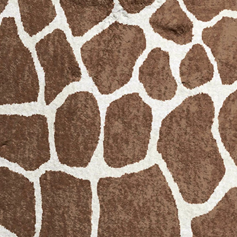 8" Brown and Ivory Animal Print Handmade Non Skid Runner Rug