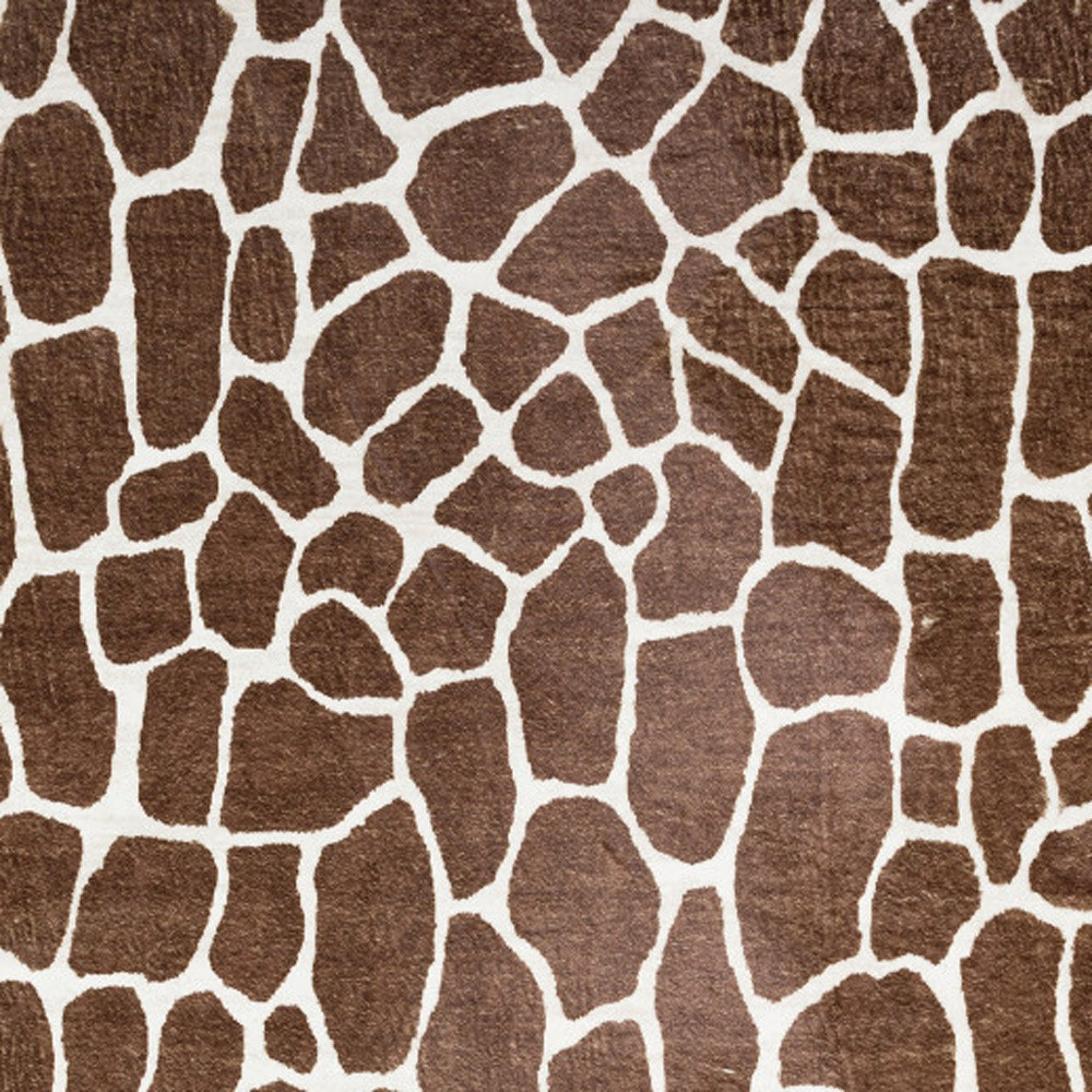5" X 8" Brown Animal Print Shag Non Skid Area Rug