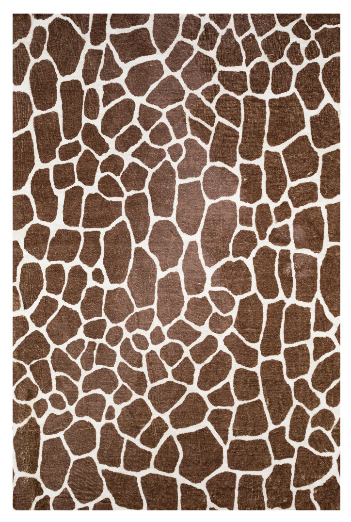 5" X 8" Brown Animal Print Shag Non Skid Area Rug