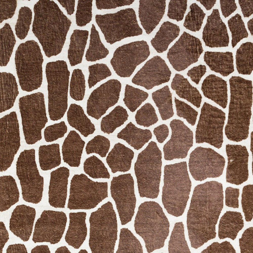 8" X 10" Brown Animal Print Shag Non Skid Area Rug